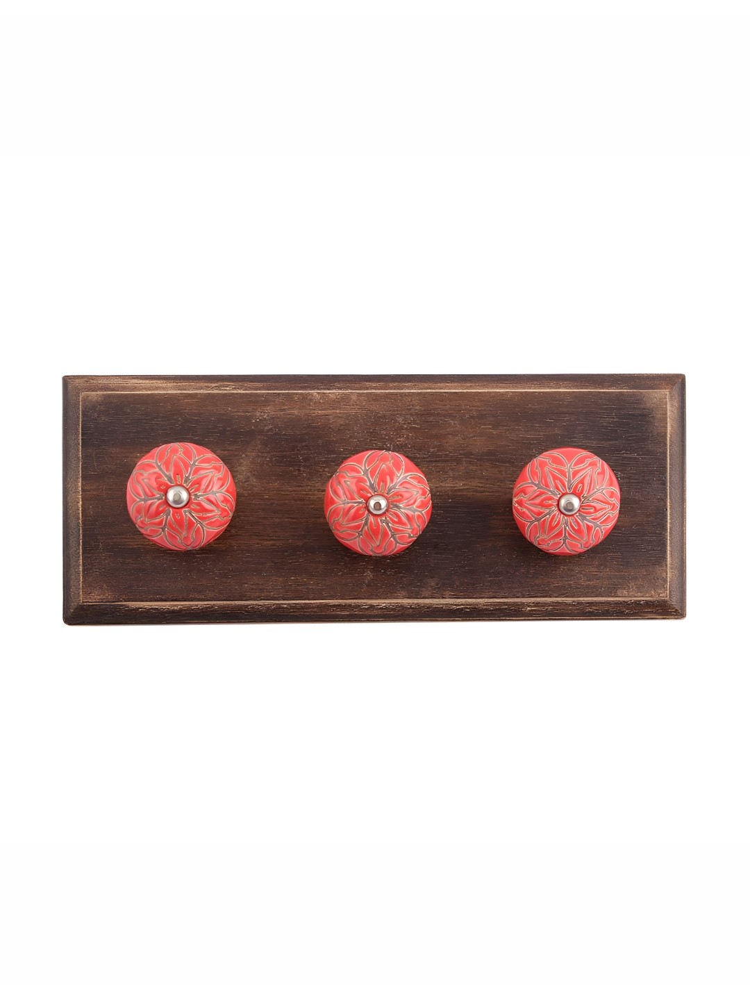 

Indianshelf Brown & Red Floral Etched Wall Hooks Holder