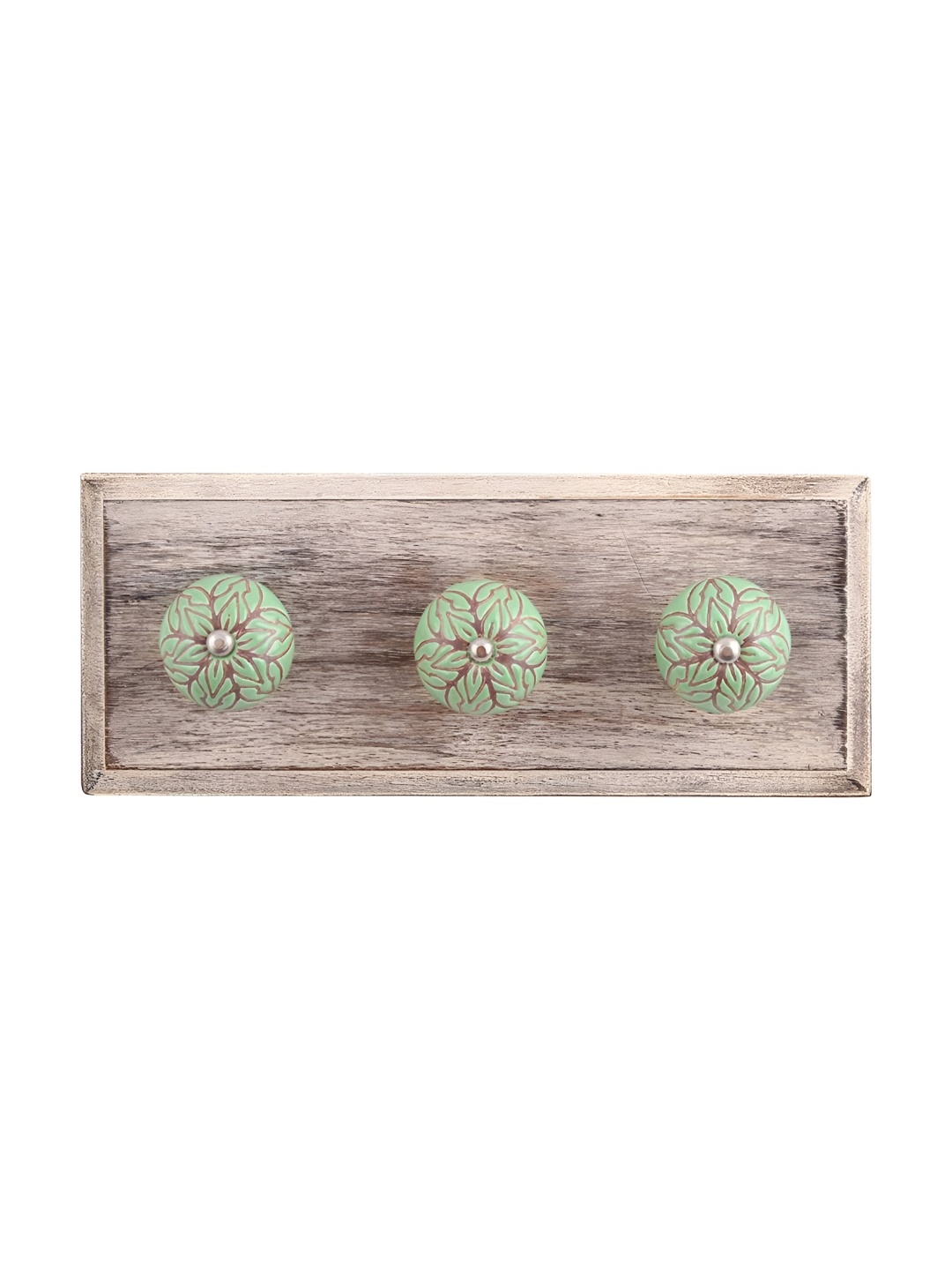 

Indianshelf Green & Brown Etched Wooden Wall Hook
