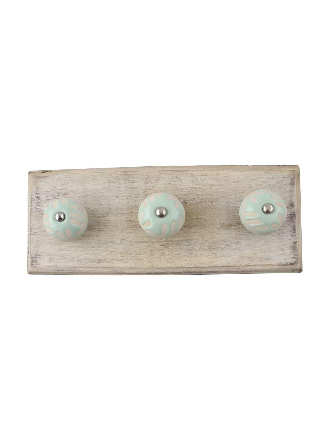 

Indianshelf Green & Beige Floral Printed Wall Hooks Holder