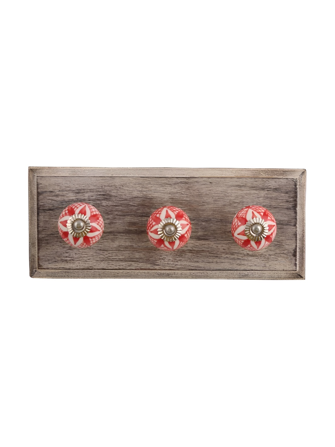 

Indianshelf Red & White Floral Design Wooden Wall Hook