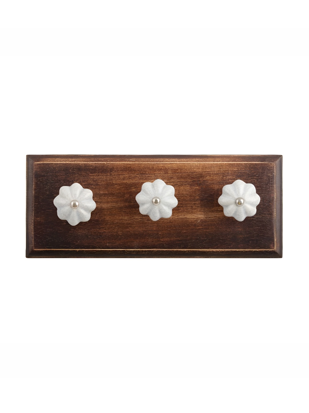 

Indianshelf Brown & Grey Wooden Crackle Wall Hooks Holder