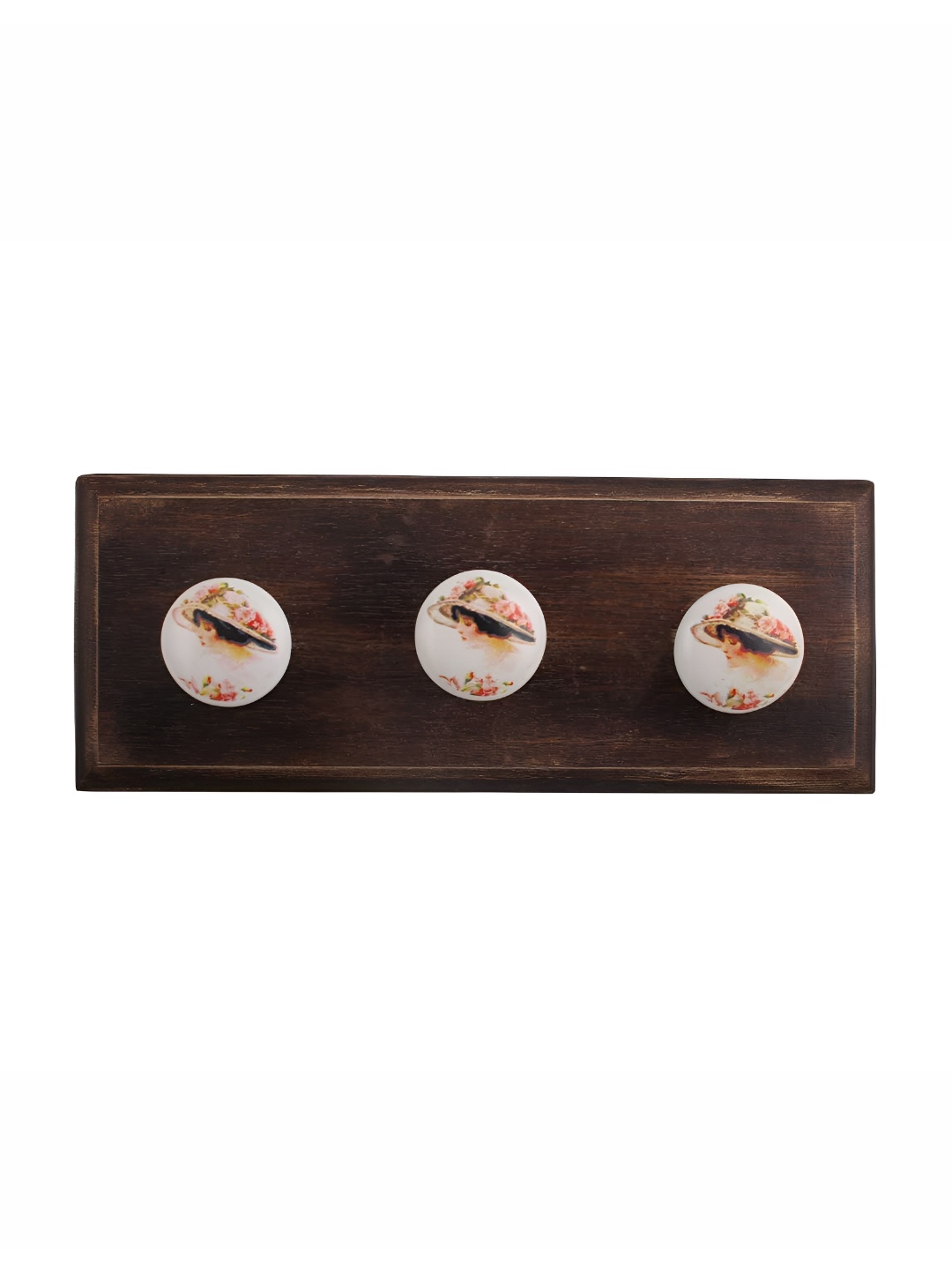

Indianshelf Brown & White Lady Printed Melon Rectangle Shape Wooden Wall Hook