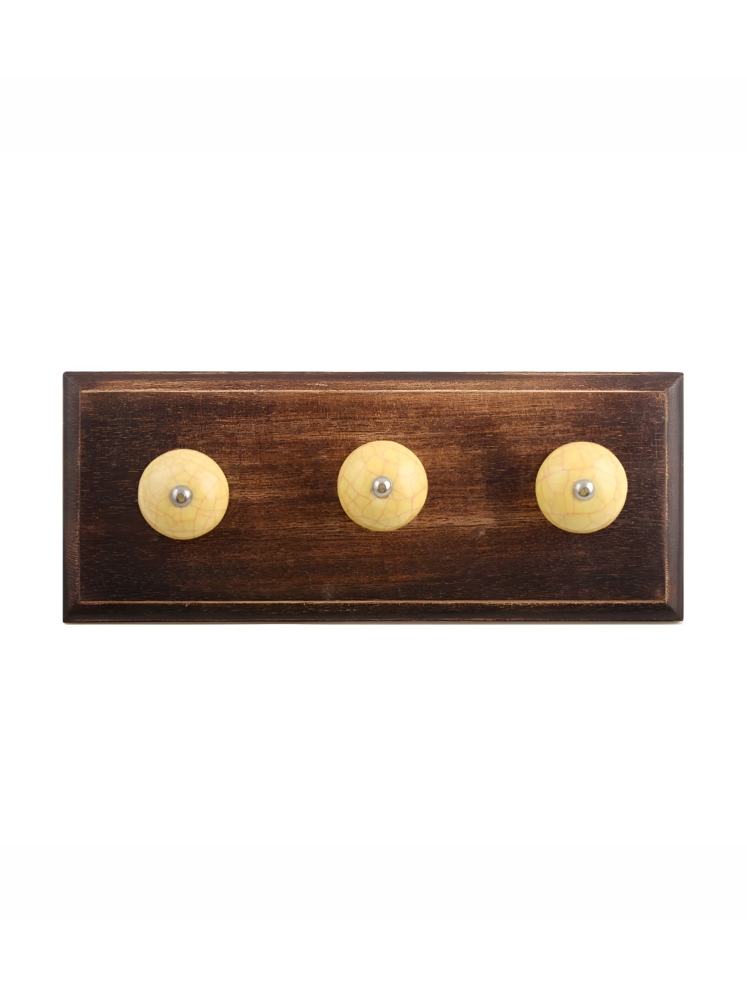 

Indianshelf Brown & Yellow Crackle Melon Rectangular Shaped Wooden Wall Hook