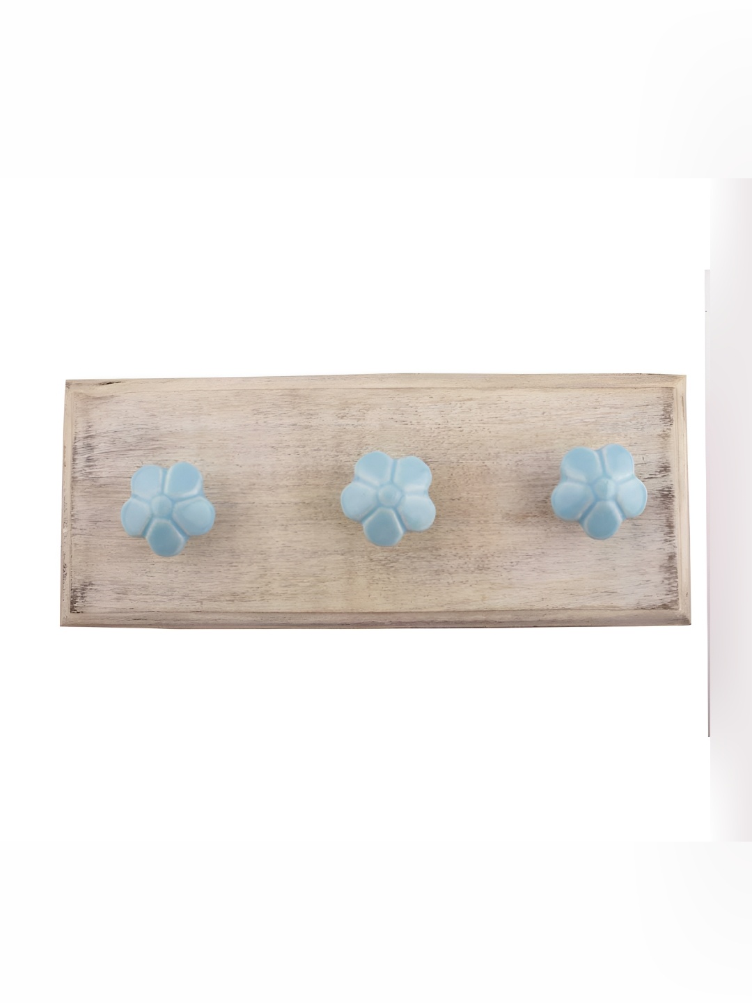 

Indianshelf Beige & Turquoise Blue Floral Rectangle Shape Wooden Wall Hook