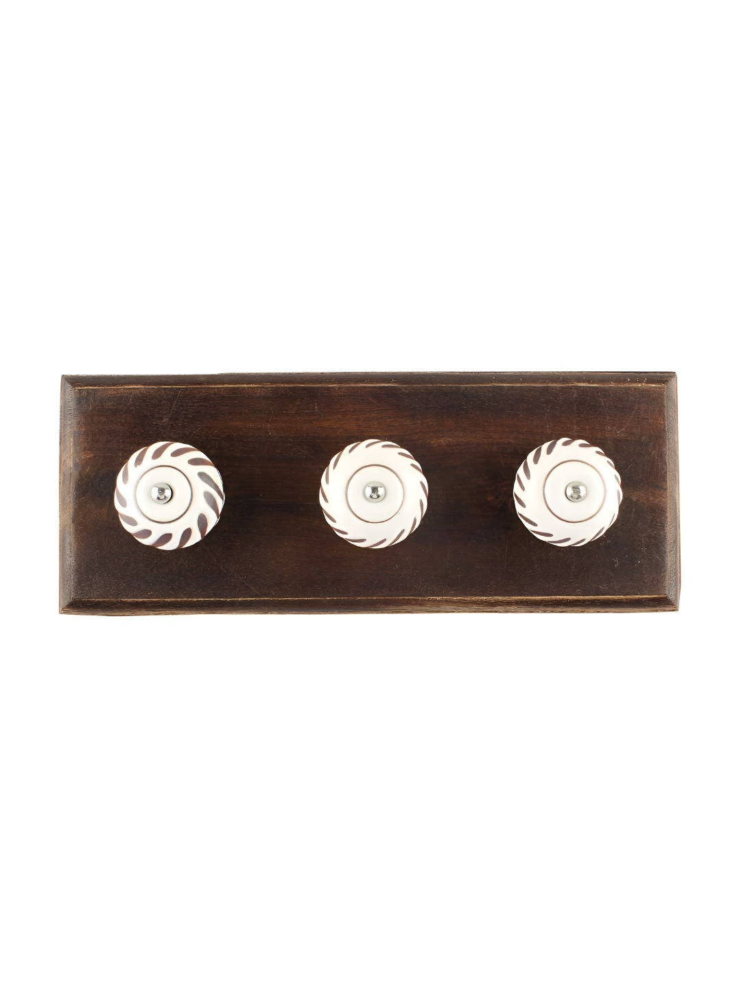 

Indianshelf Brown & White Etched Floral Wall Hooks