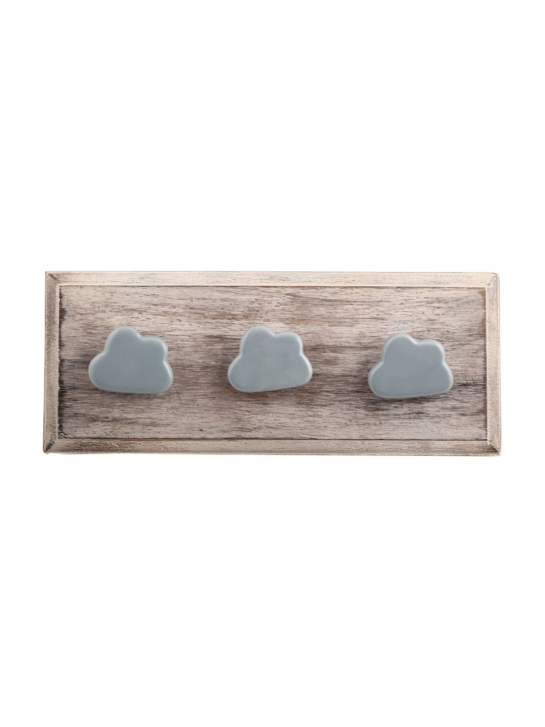 

Indianshelf Beige & Grey Cloud Rectangle Shape Wooden Wall Hook