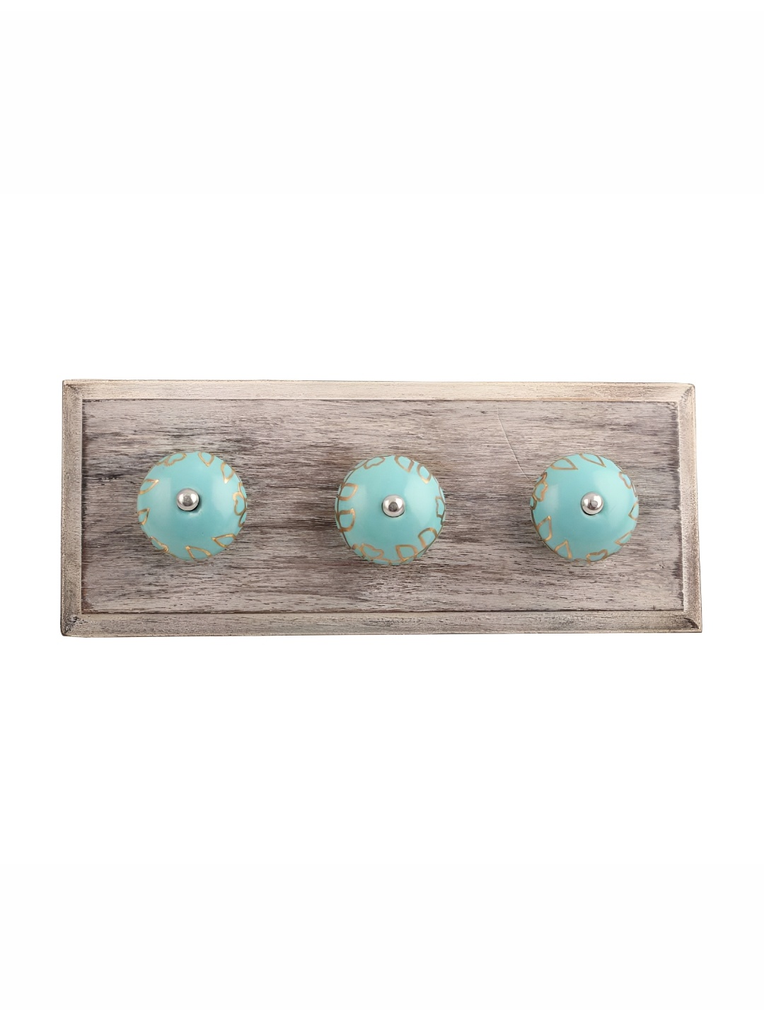 

Indianshelf Beige & Green Floral Printed Melon Rectangle Shape Wooden Wall Hook