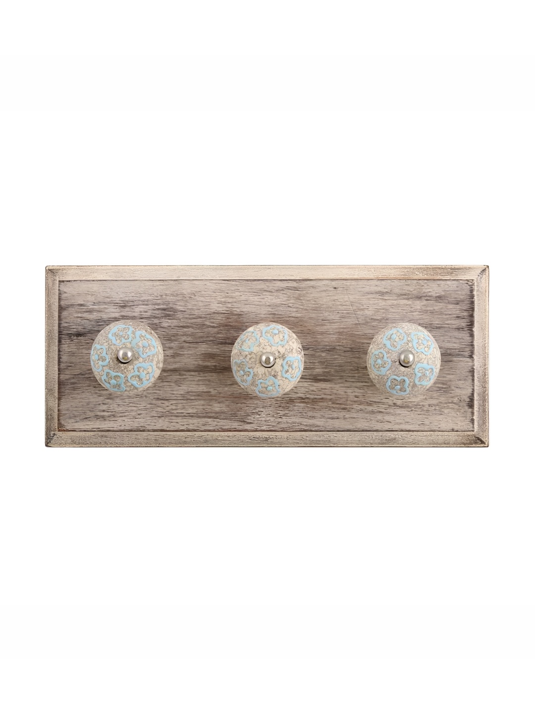 

Indianshelf Blue & Beige Floral Crackle Wall Hooks Holder