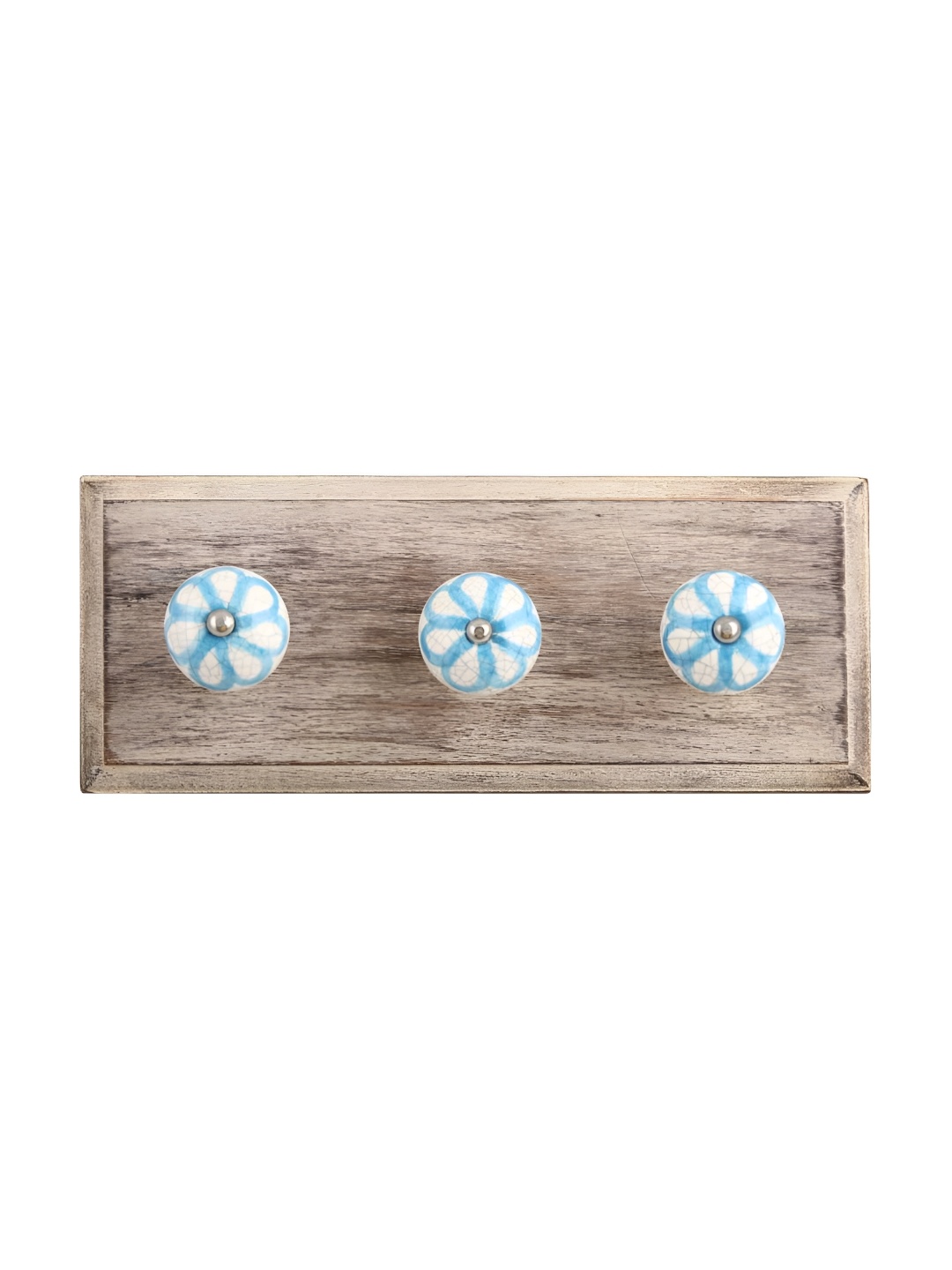 

Indianshelf Blue & White Floral Crackle Wooden Wall Hook