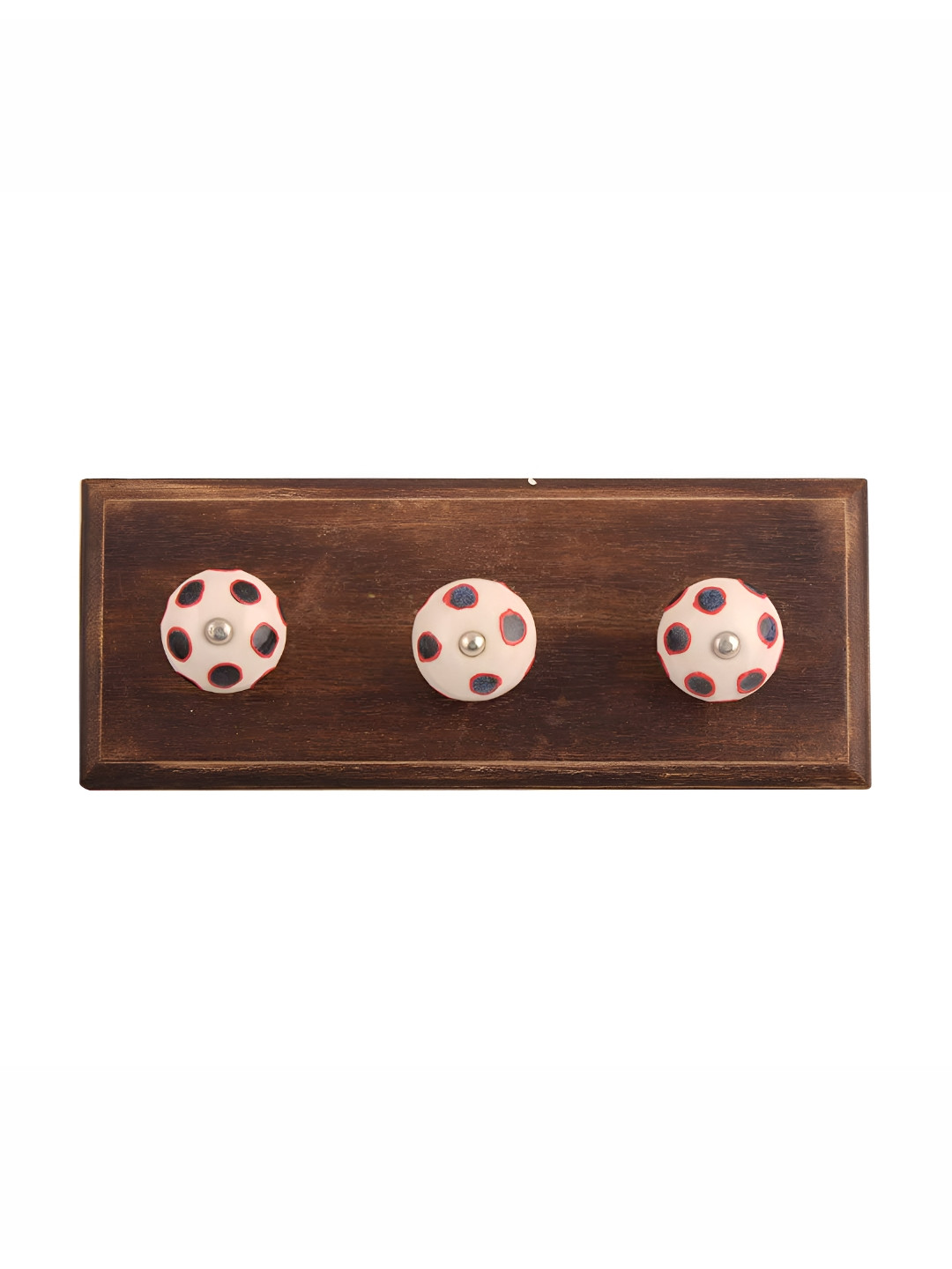 

Indianshelf Cream-Coloured & Blue Dot Design Wooden Wall Hooks Key Holder
