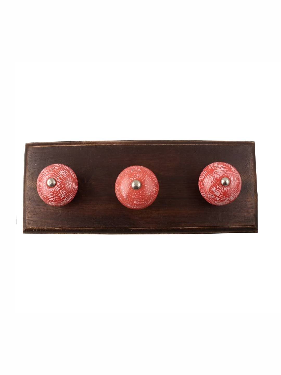 

Indianshelf Brown & Red Floral Printed Melon Rectangular Shaped Wooden Wall Hook