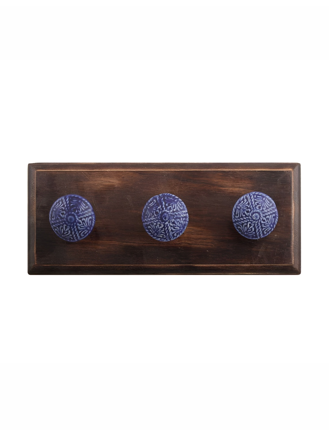 

Indianshelf Brown & Blue Floral Wall Hooks Holder