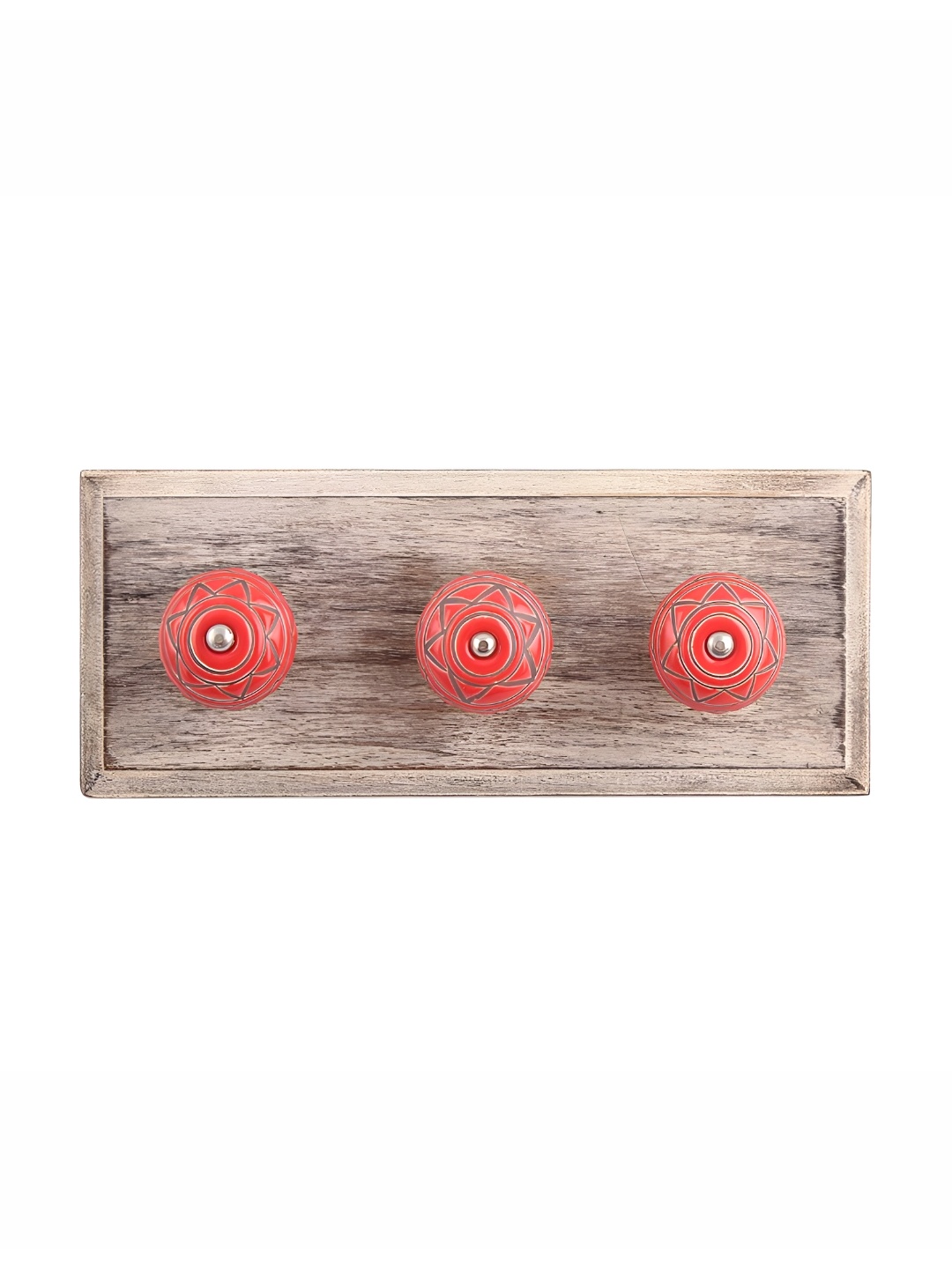 

Indianshelf Red & Brown Etched Wooden Wall Hooks