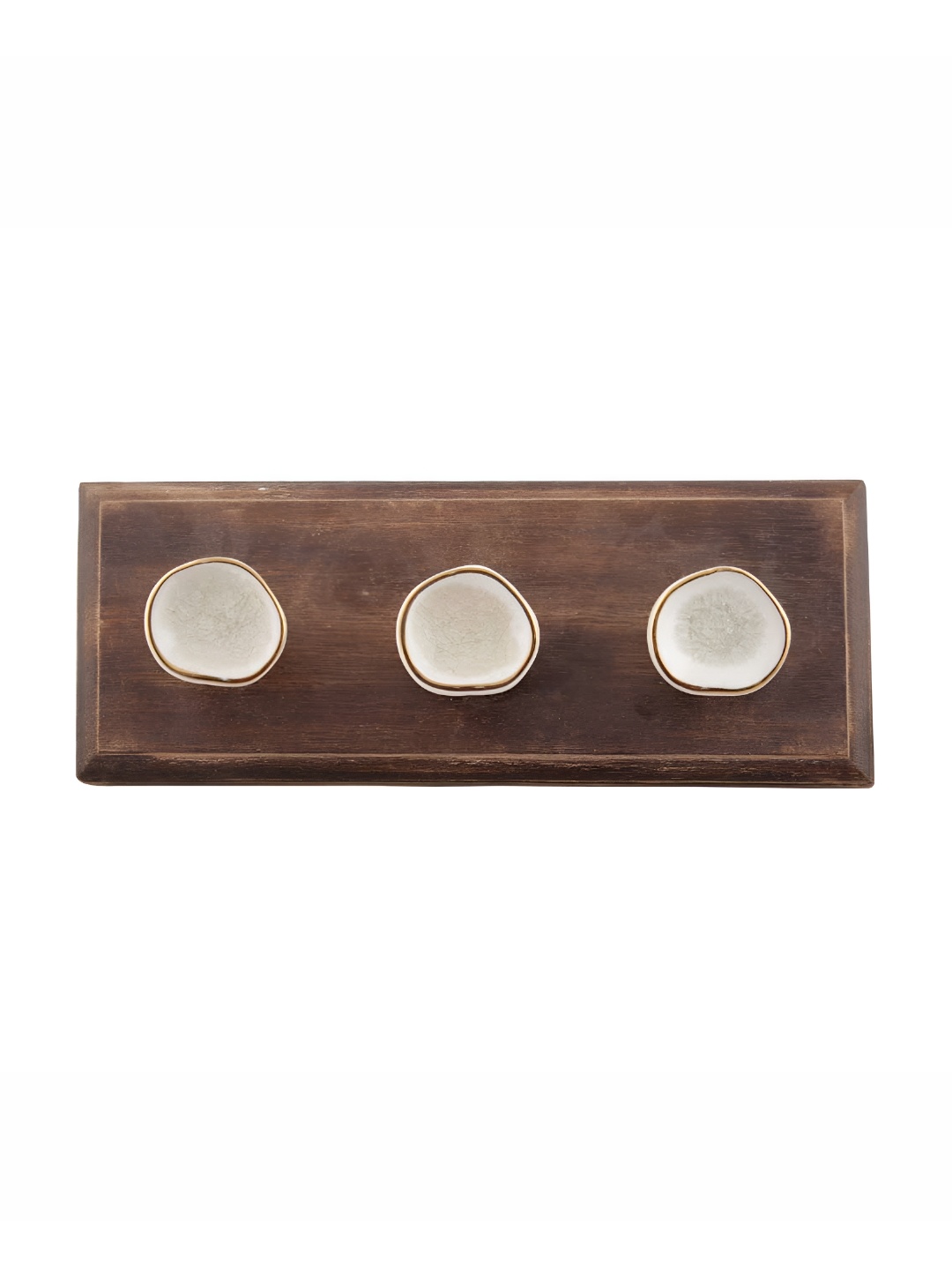 

Indianshelf Brown & White Wooden Crackle Wall Hooks Holder