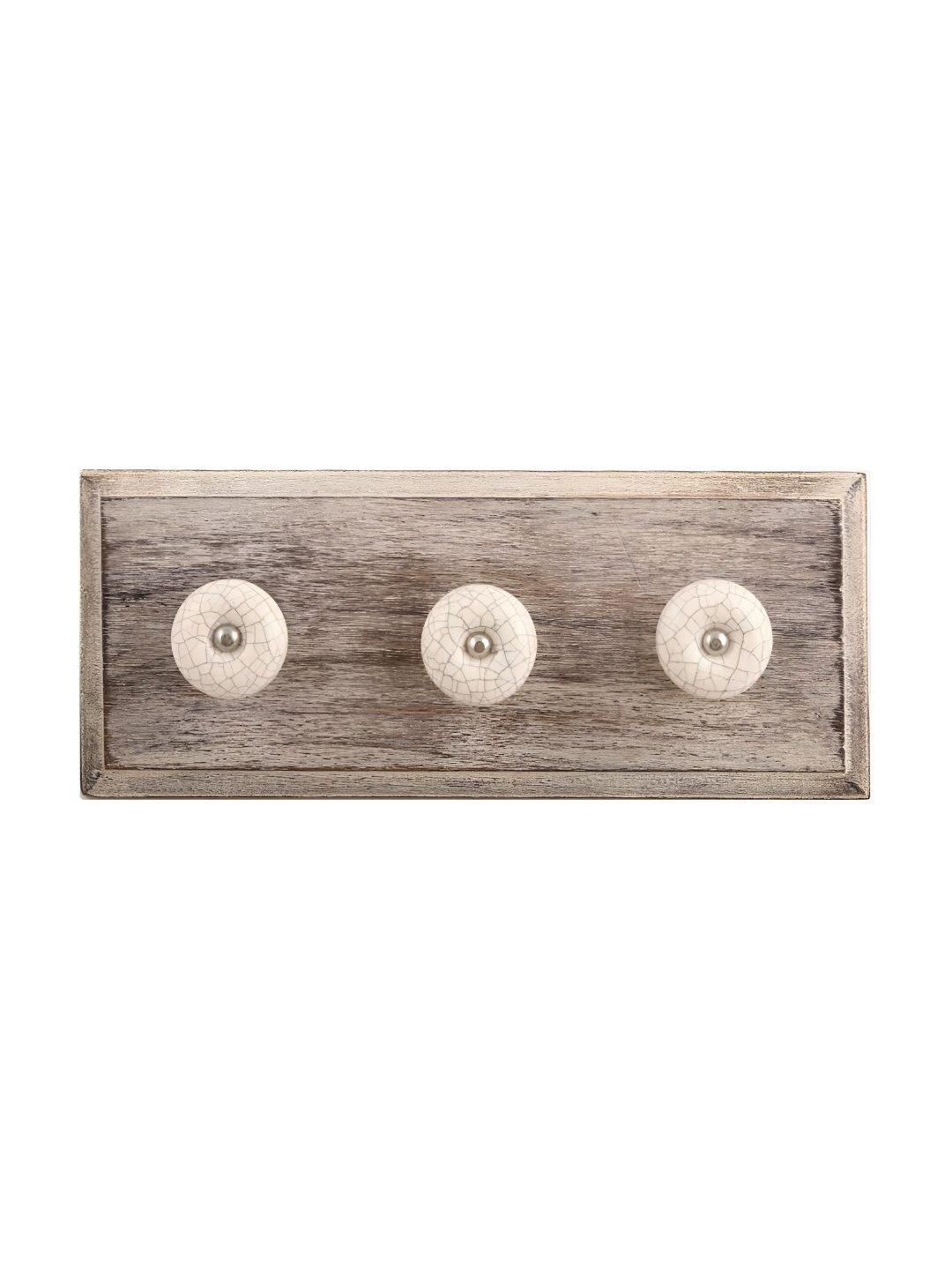 

Indianshelf Beige & Cream-Coloured Crackle Melon Rectangle Shape Wooden Wall Hook