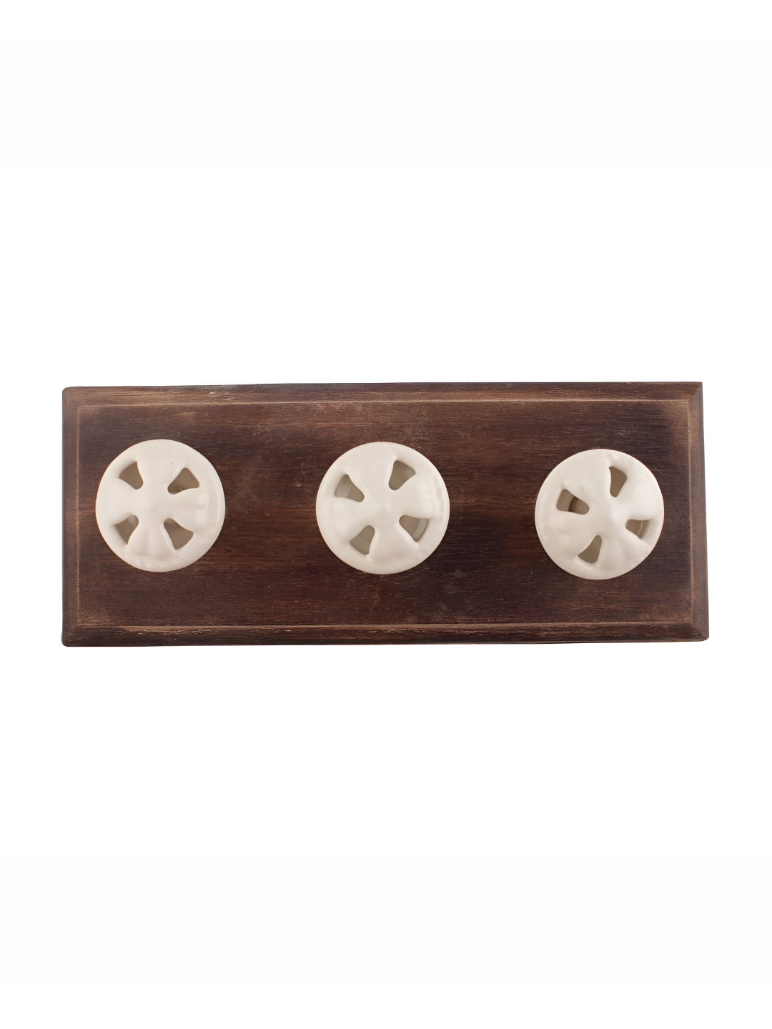 

Indianshelf White & Beige Flower Printed Wooden Wall Hooks Holder