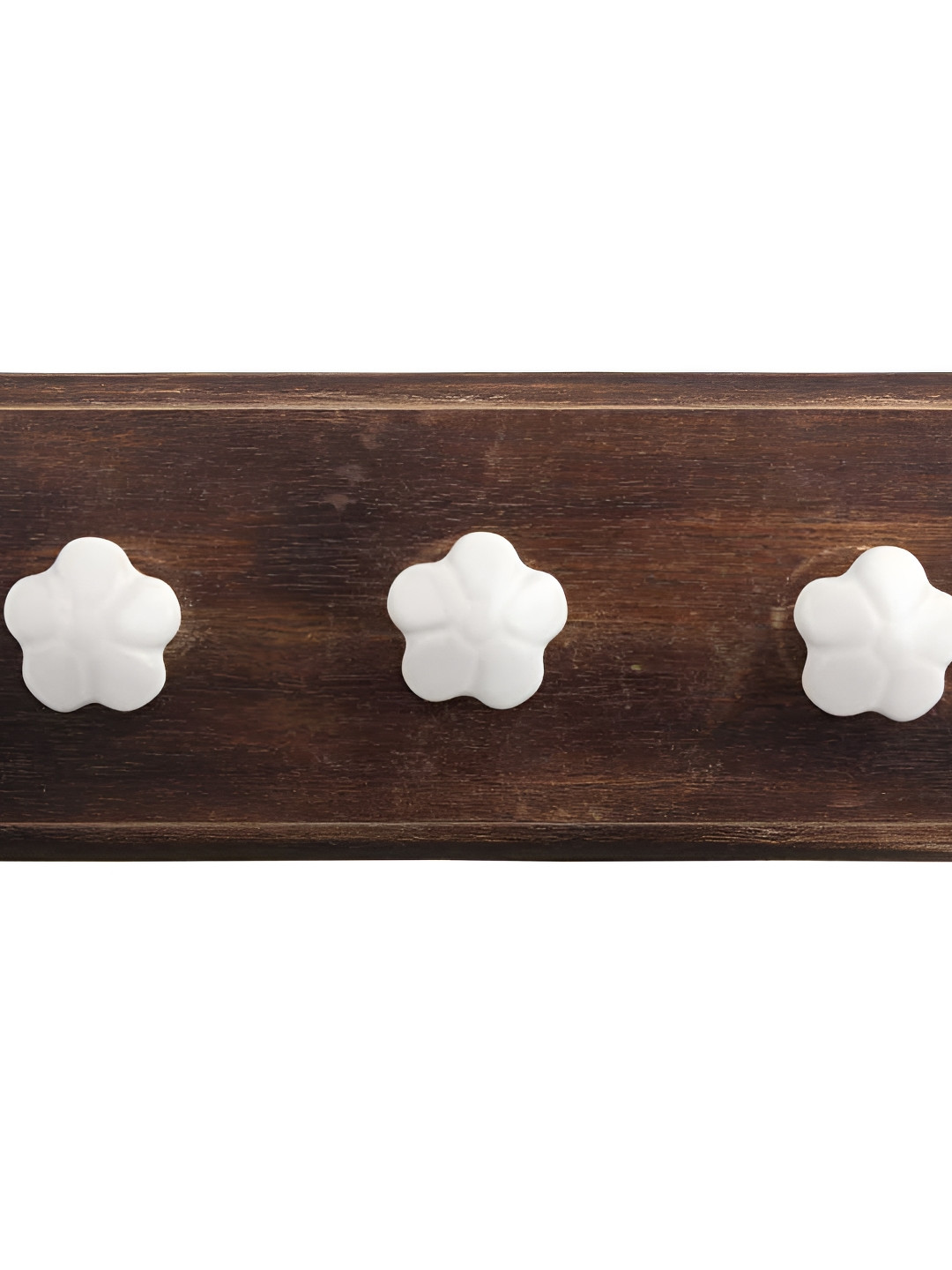 

Indianshelf Brown & White Wooden Flower Wall Hooks Holder