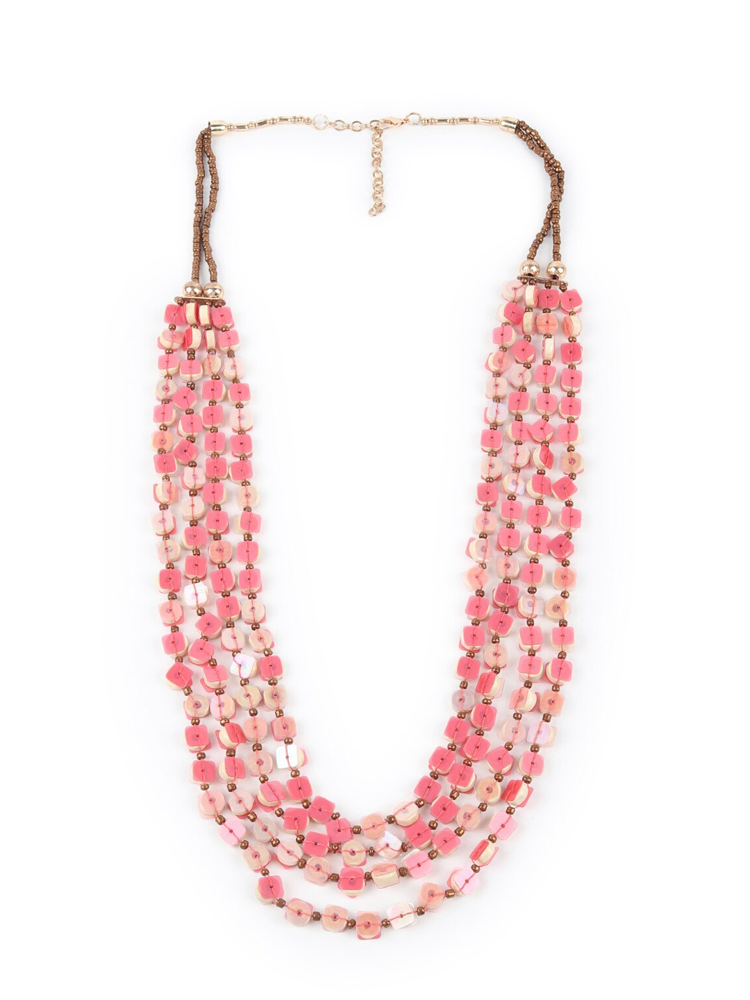 

ODETTE Artificial Stones and Beads Layered Necklace, Pink