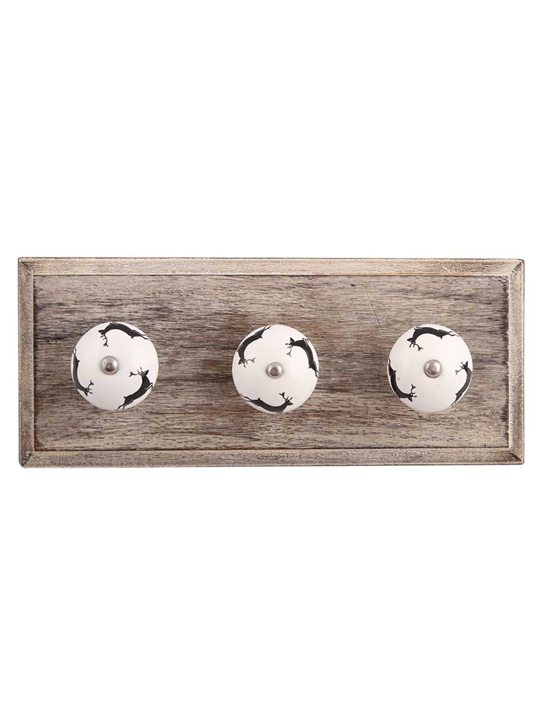 

Indianshelf White & Black Running Reindeer Wooden Wall Hooks