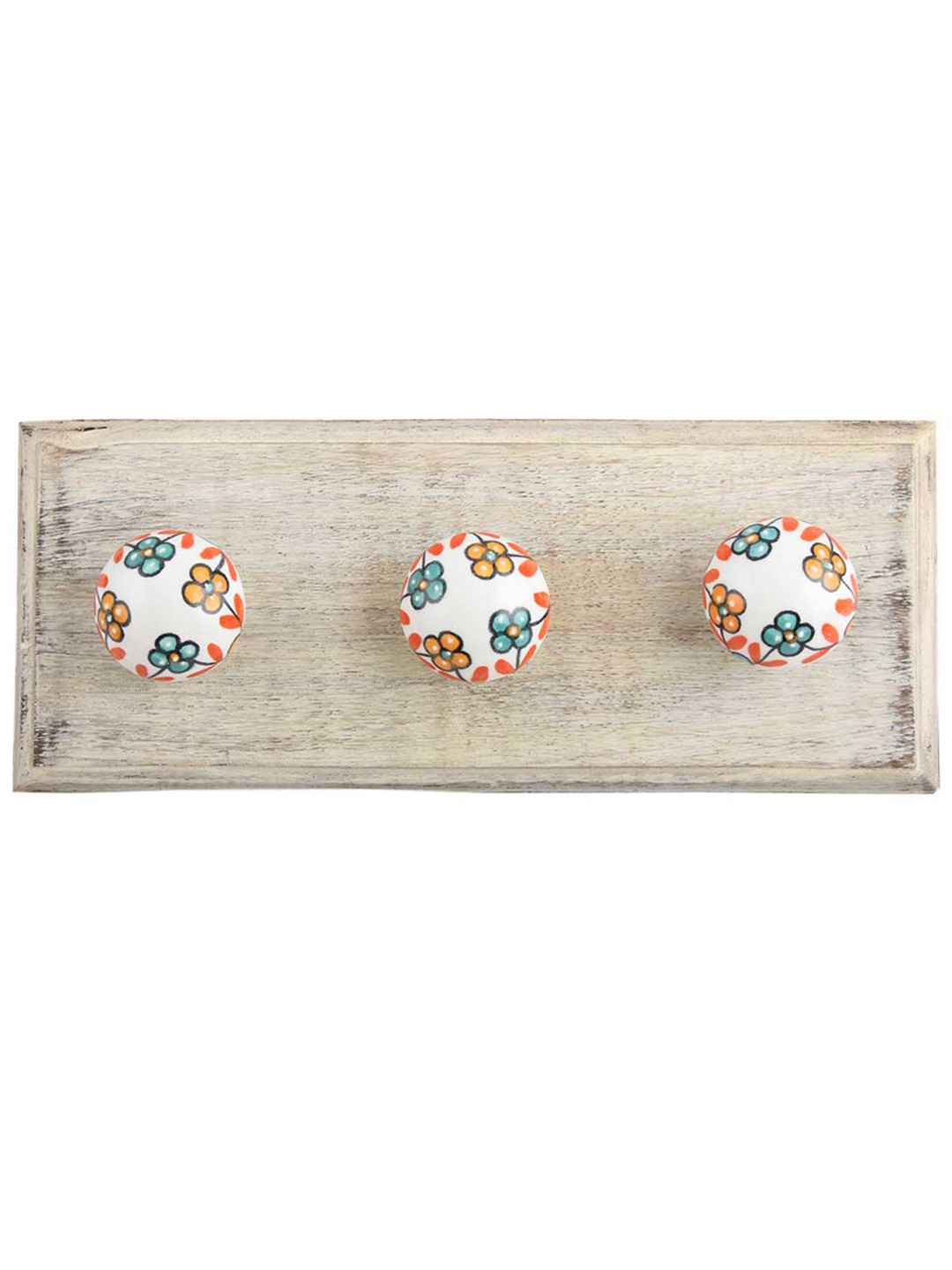 

Indianshelf Green & Beige Tiny Flower Printed Wall Hooks Holder