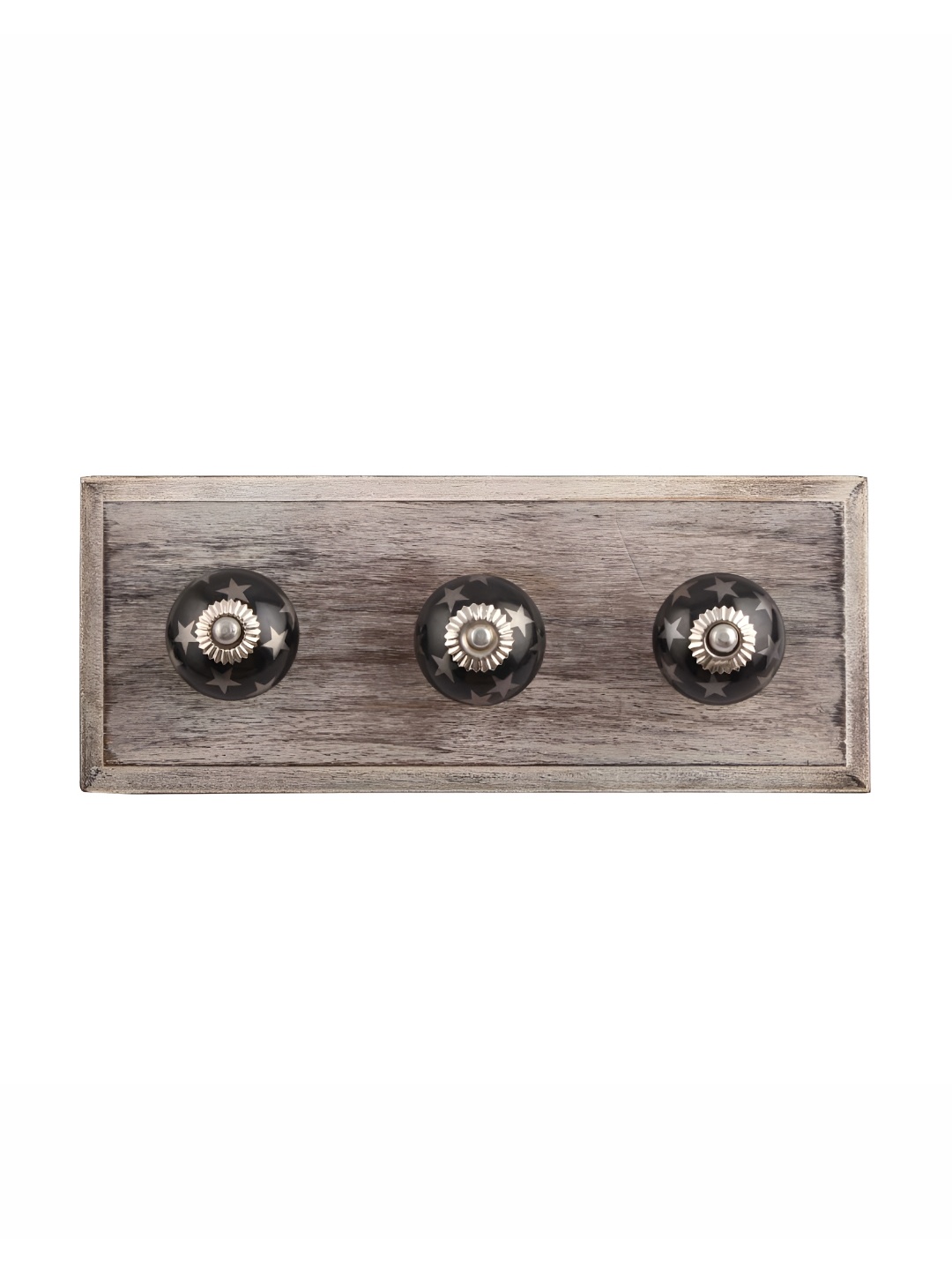 

Indianshelf Star Design Wooden Wall Hooks, Black