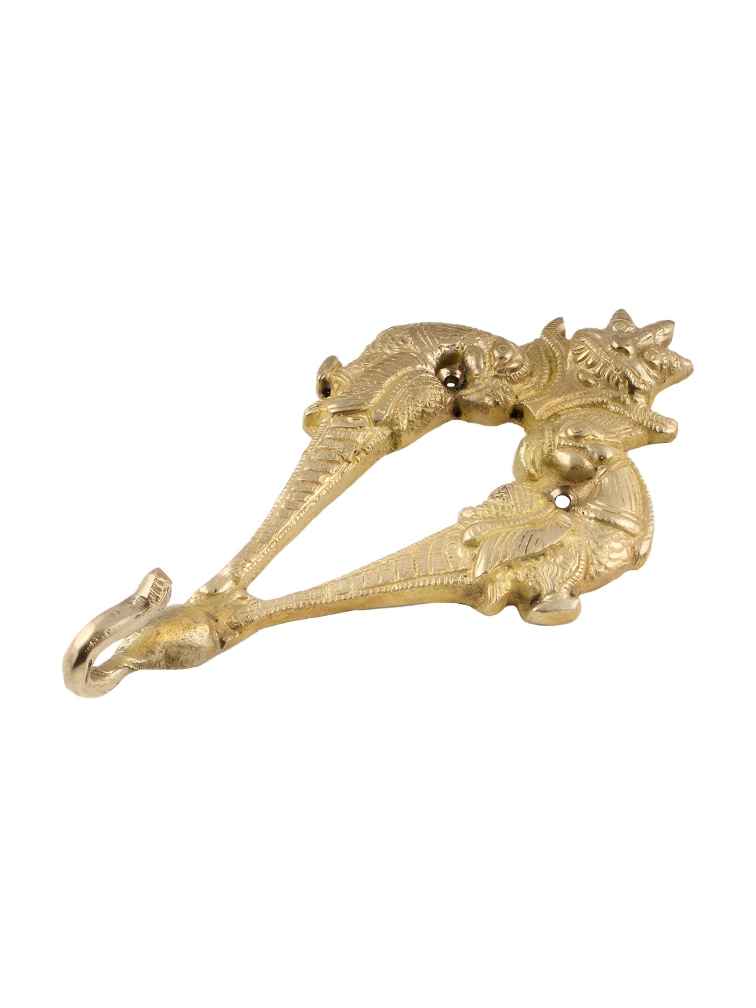 

Indianshelf Beige Demon Head With Peacock Shape Brass Wall Hook