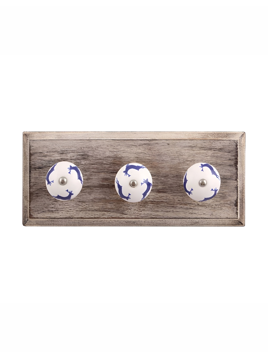 

Indianshelf Blue & Beige Running Rein Printed Wall Hooks Holder