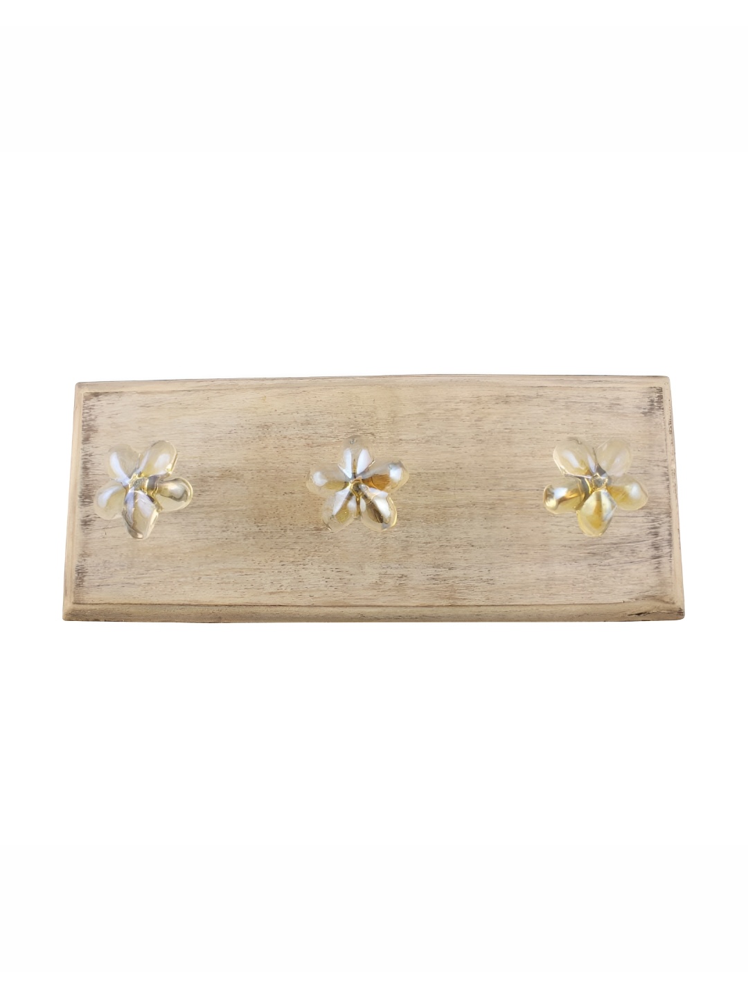 

Indianshelf Transparent & Beige Flower Wooden Wall Hooks Key Holder