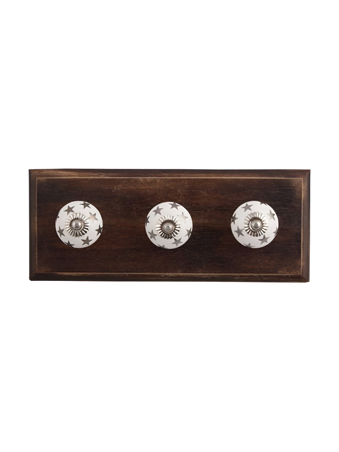 

Indianshelf Brown & Grey Star Printed Wall Hooks Holder