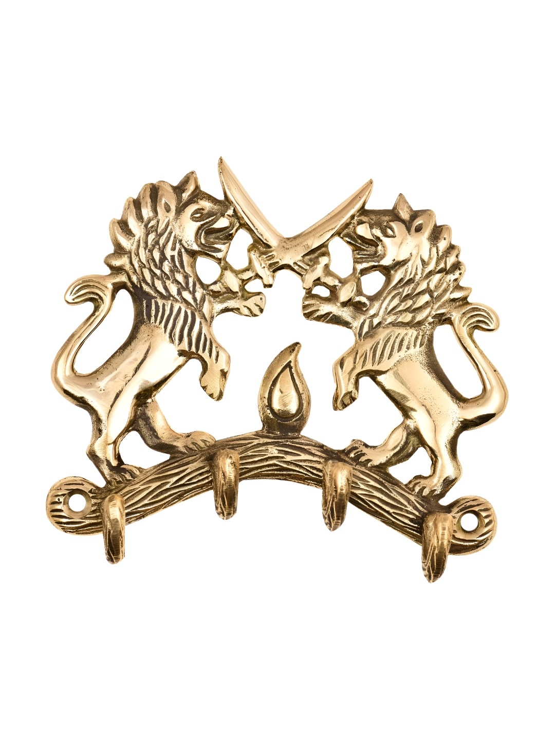 

Indianshelf Fighting Lion Wall Utility Holder, Gold