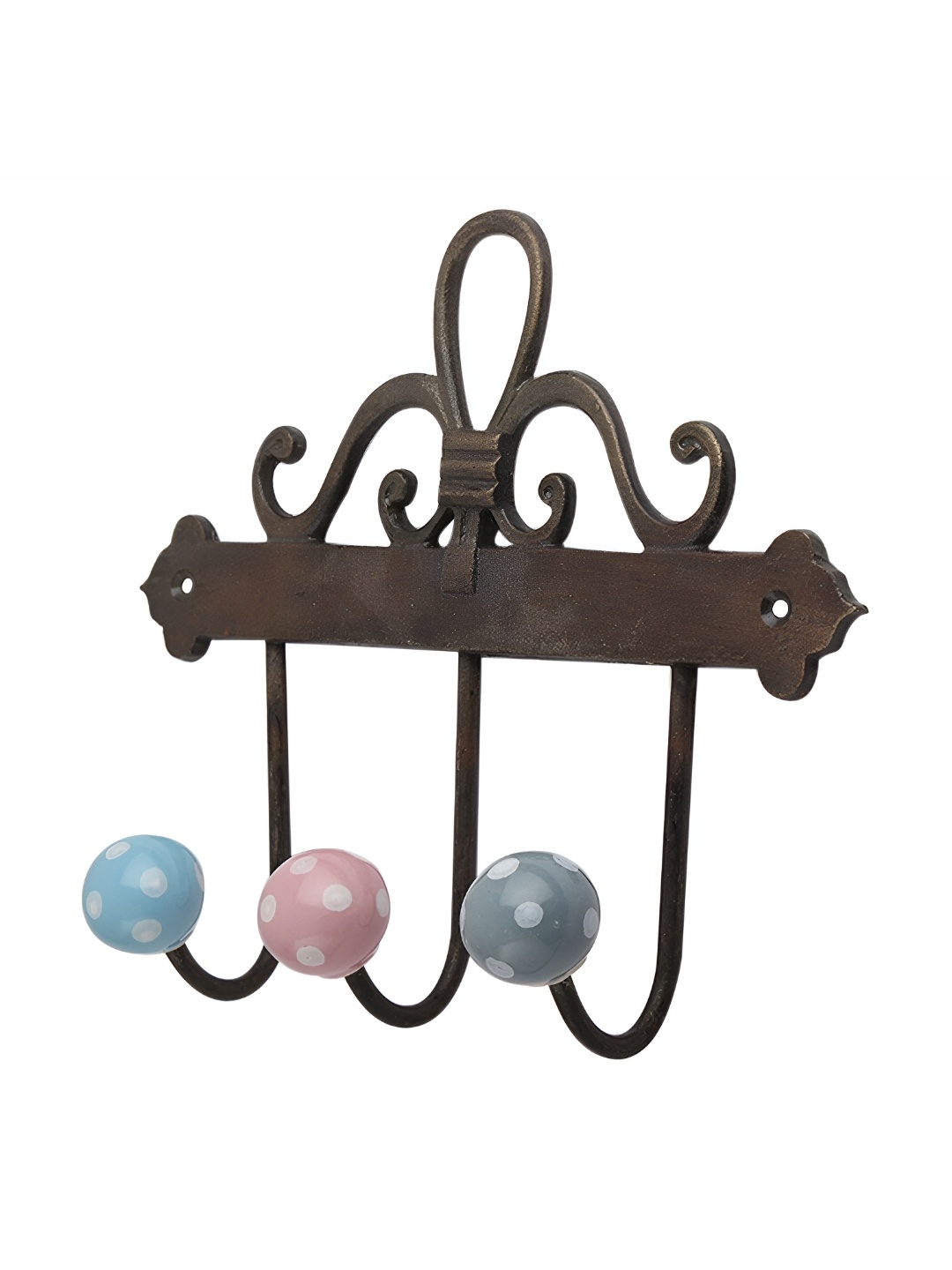 

Indianshelf Pink & Brown Dot Printed Ceramic Wall Hooks Key Holder