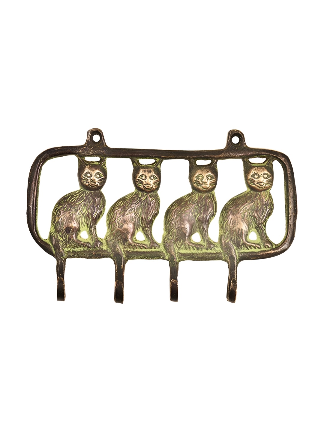

Indianshelf Beige Cats Shape Antique Brass Wall Hooks Key Holder
