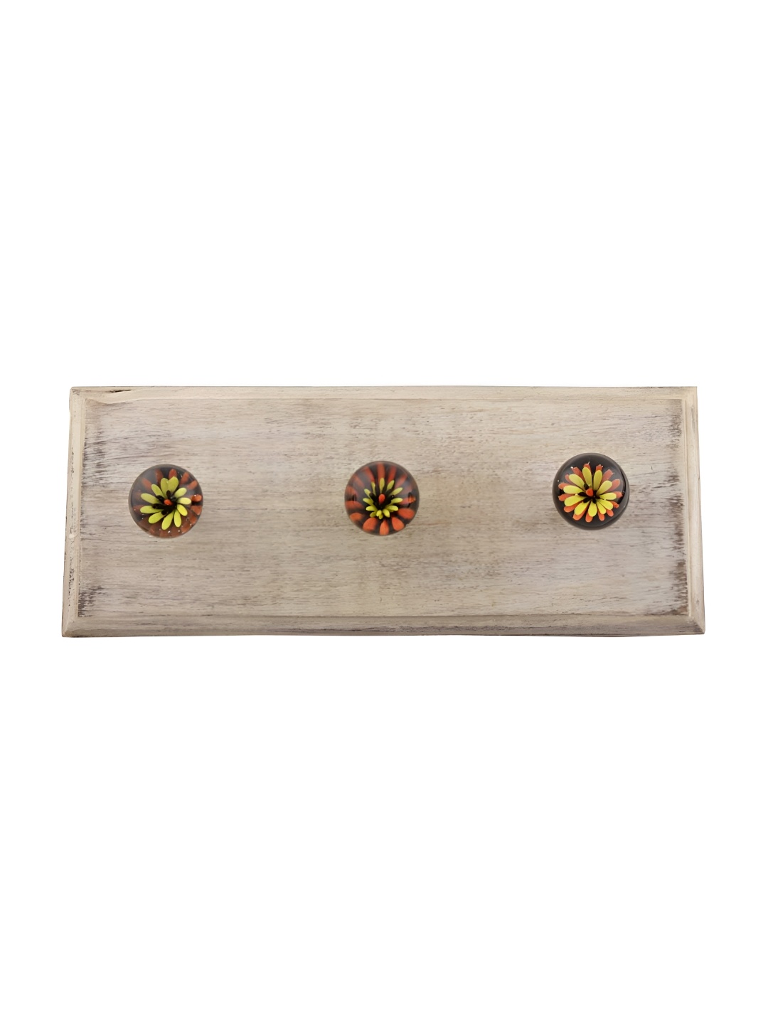 

Indianshelf Orange & Yellow Printed Wooden Wall Key Holder