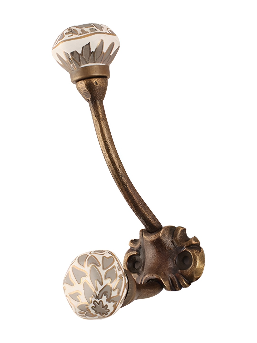 

Indianshelf Brown & White Floral Print Ceramic Wall Key Holder