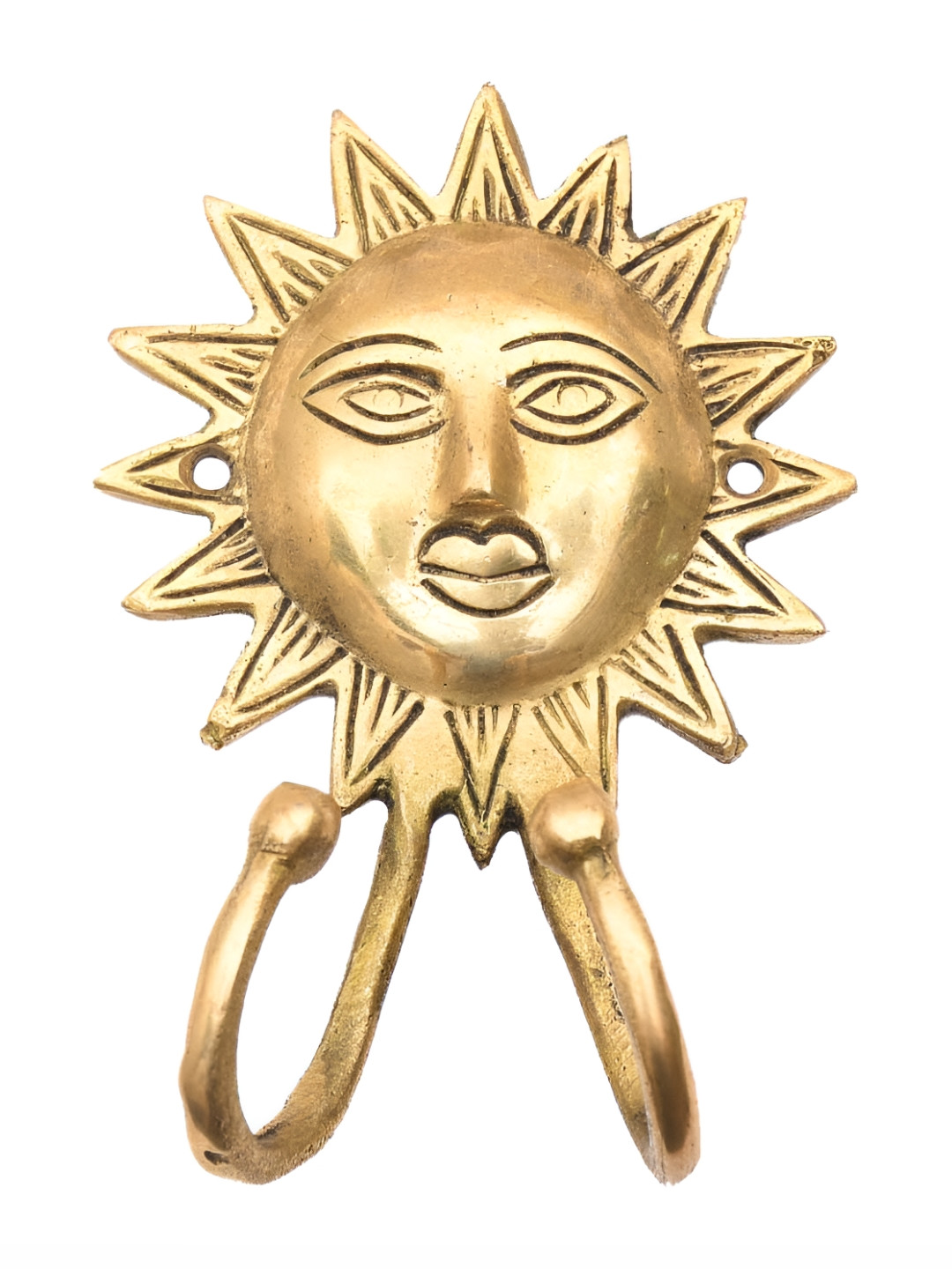 

Indianshelf Gold Brass 2 Hooks Wall Key Holder