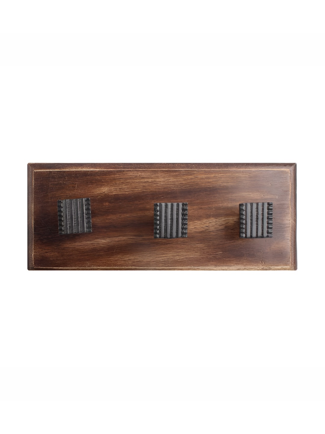 

Indianshelf Black & Brown Textured Wooden Square Wall Hooks Key Holder