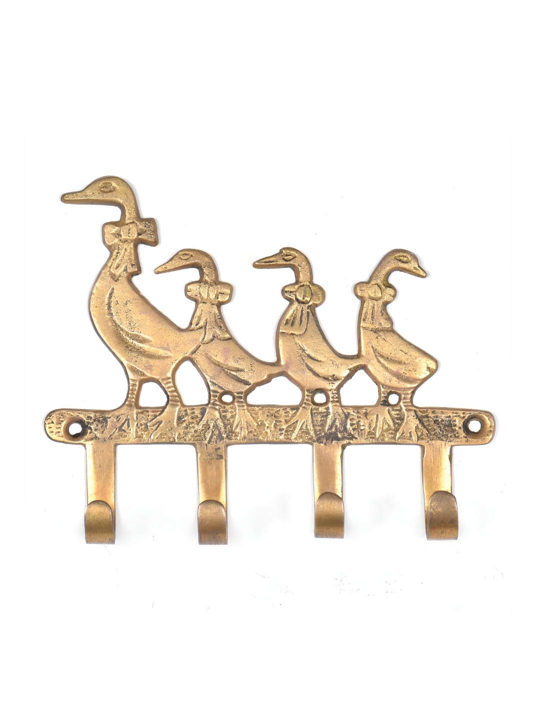 

Indianshelf Brass Mother Baby Geese Wall Hooks Key Holder, Gold