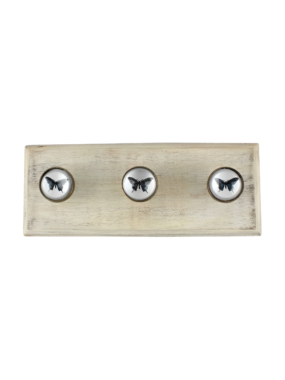 

Indianshelf Beige & Silver Printed Brass 3-Hooks Wall Key Holder