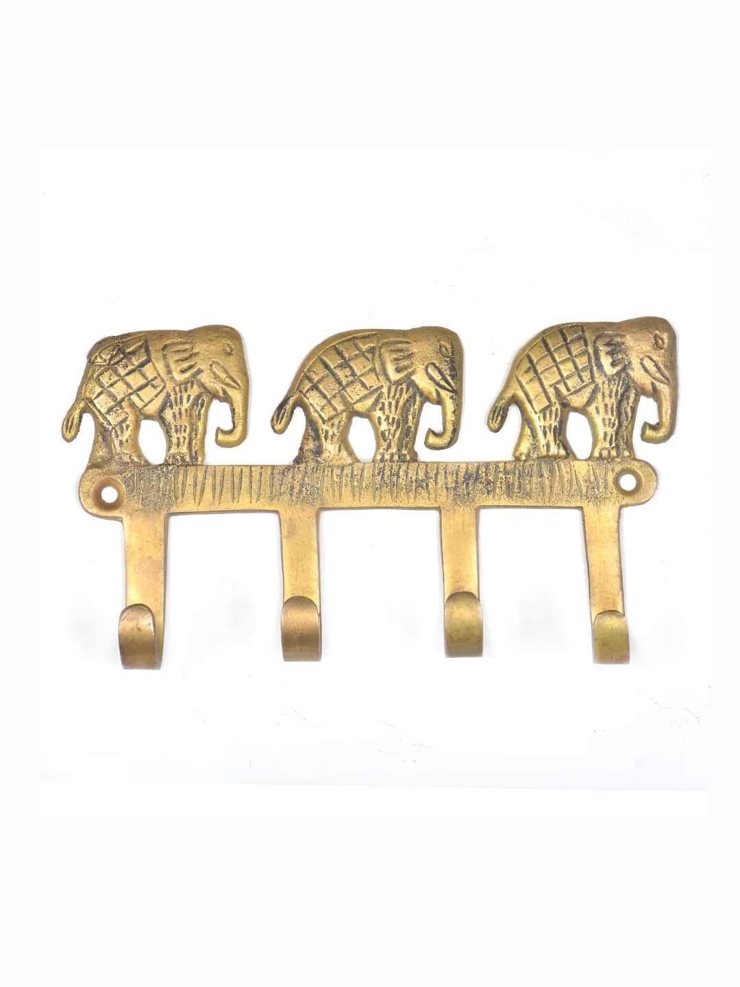 

Indianshelf Beige Elephant Shape Antique Brass Wall Hooks Key Holder