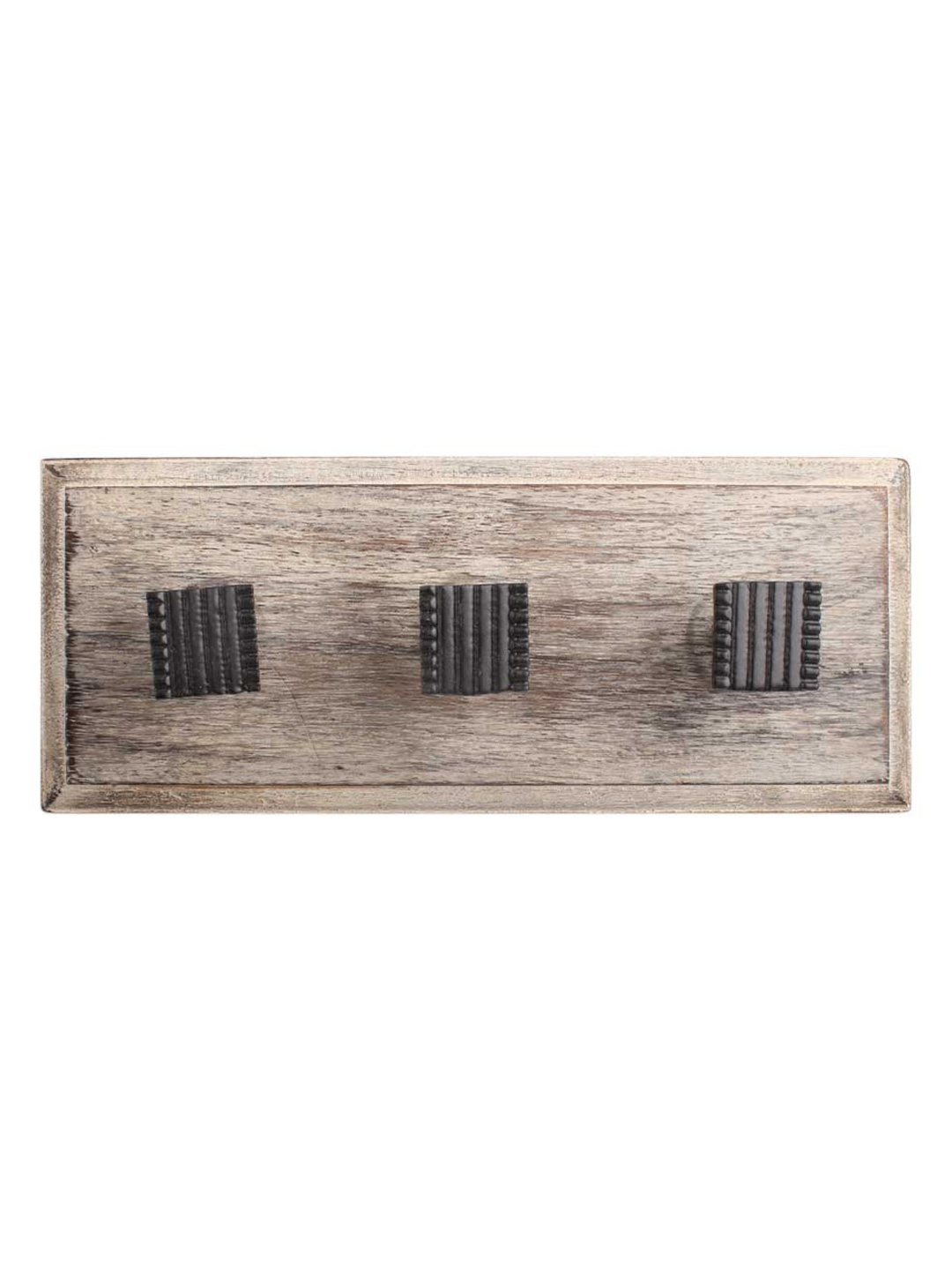 

Indianshelf Brown & Black Striped Wooden Wall Hooks Key Holder