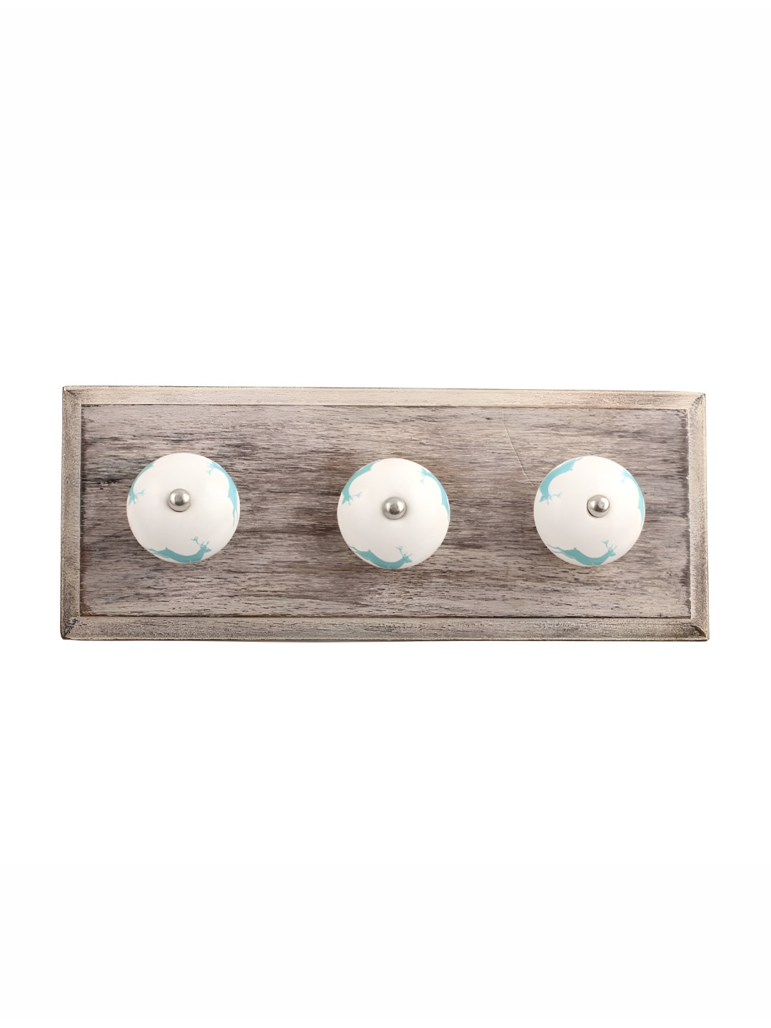 

Indianshelf Brown & White Printed Wood 3-Hooks Wall Key Holder