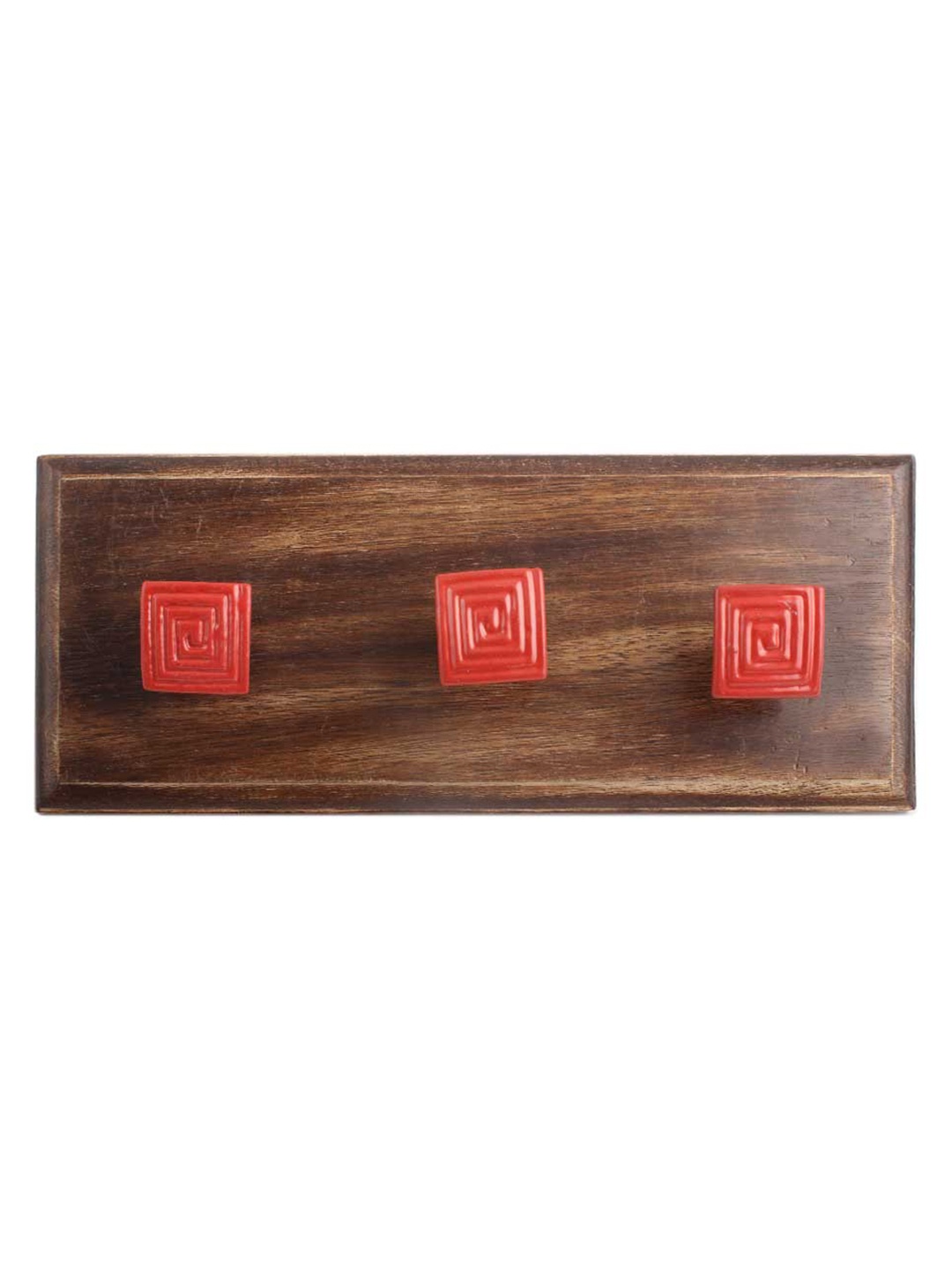 

Indianshelf Red & Brown Striped Wooden Wall Hooks Key Holder