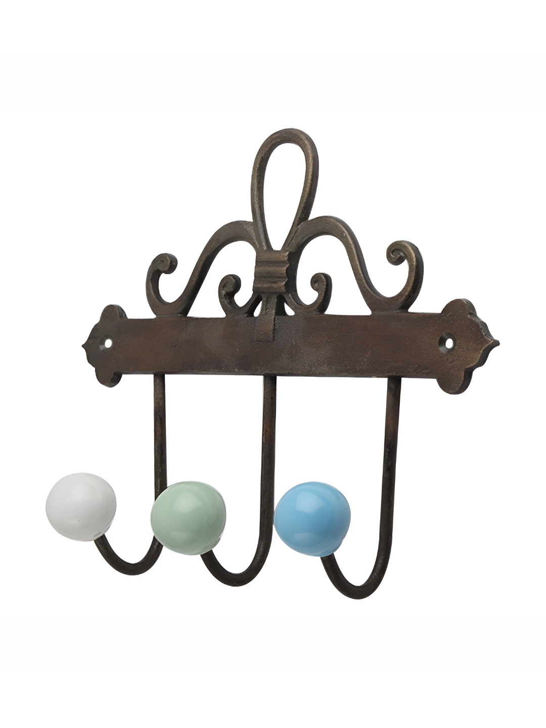 

Indianshelf White & Green Ceramic Wall 3 Hooks Key Holder