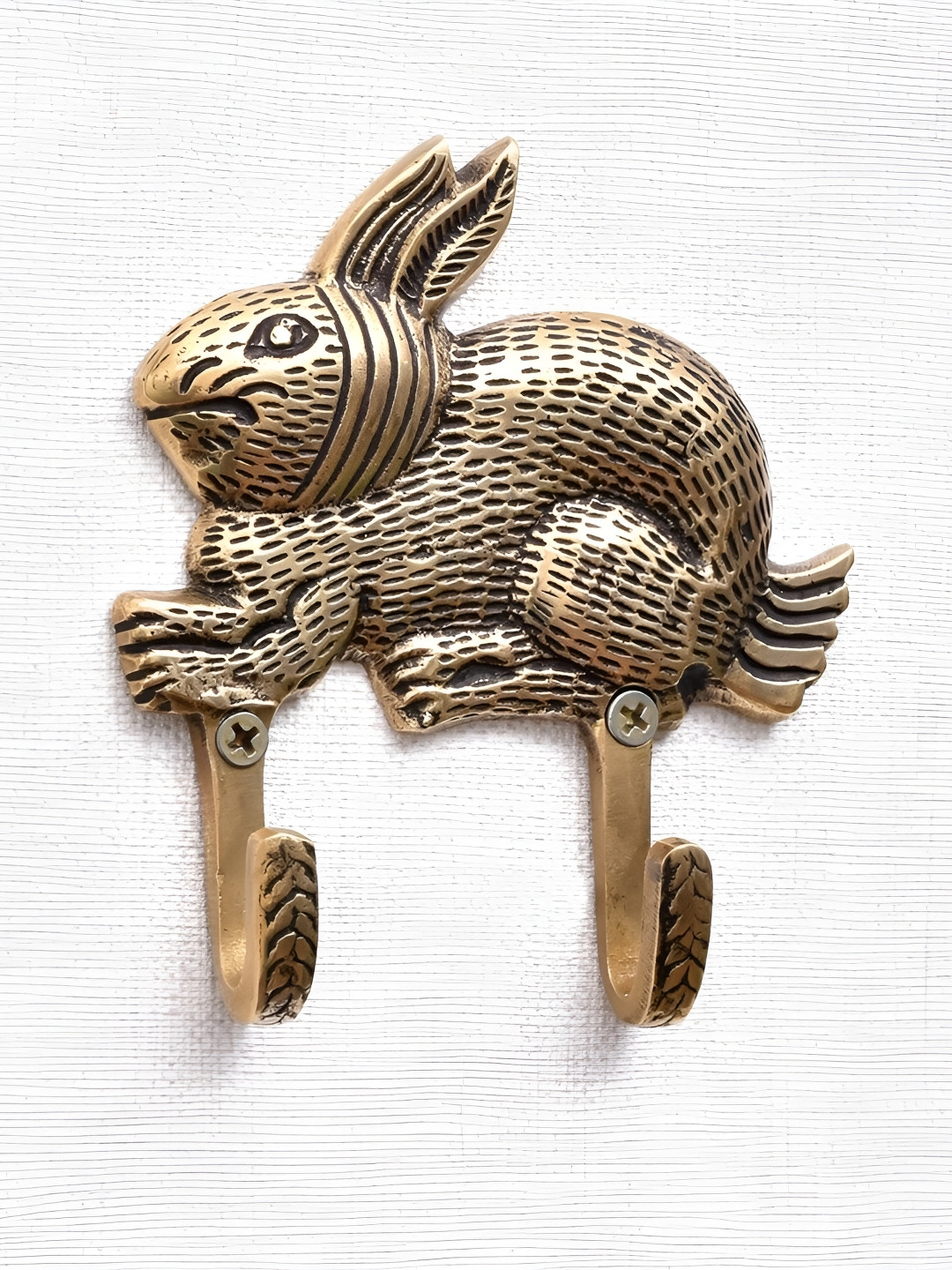 

Indianshelf Gold Brass 2-Hooks Wall Key Holder