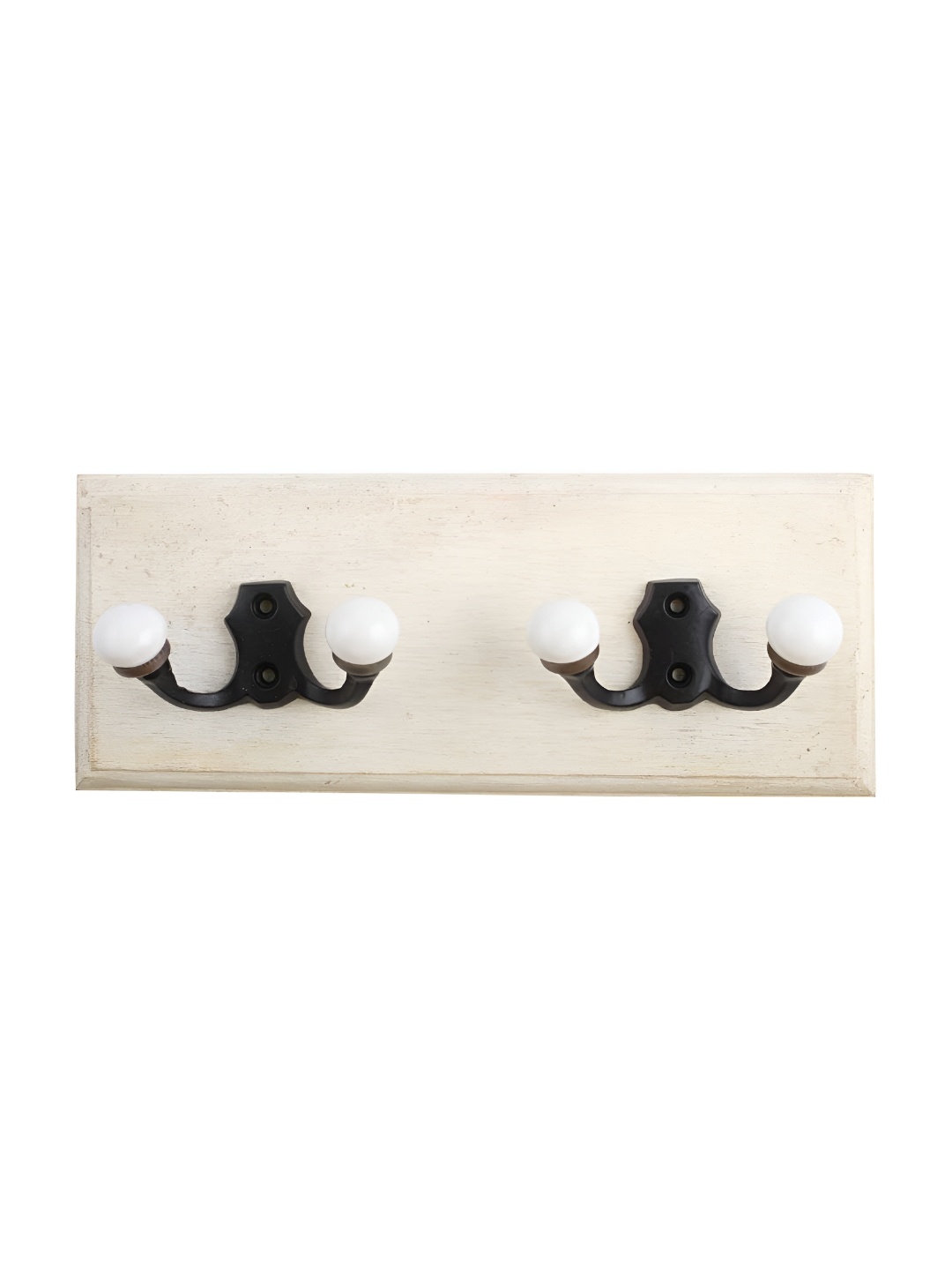 

Indianshelf Black & White Wooden Wall 4 Hooks Key Holder