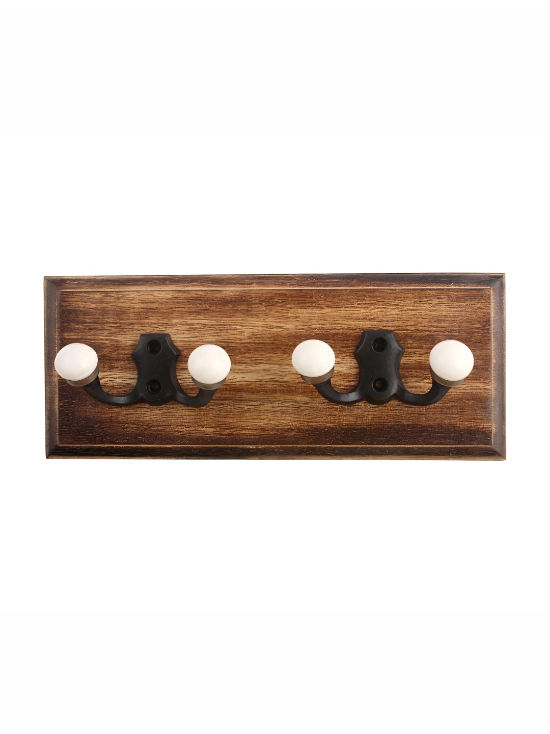 

Indianshelf White & Black Wooden Wall 4 Hooks Key Holder