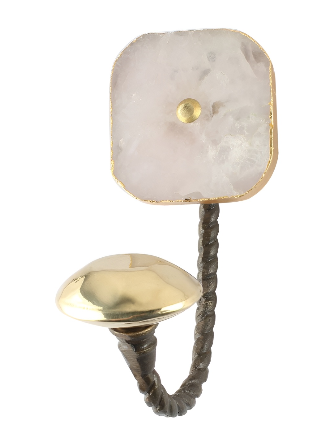 

Indianshelf Pink & Gold Toned Square Stone Wall 1 Hook Key Holder