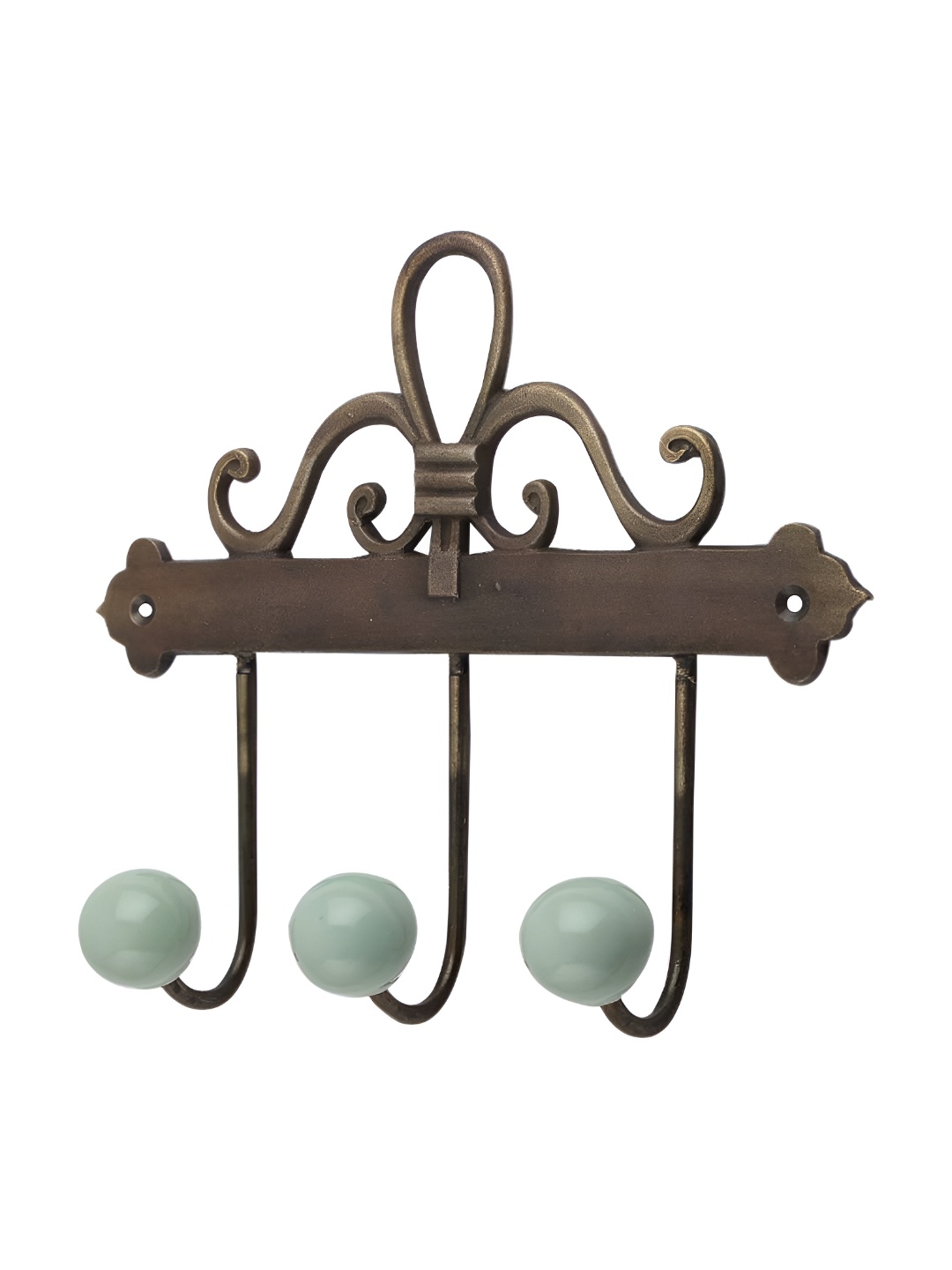 

Indianshelf Green & Brown Ceramic Wall 3 Hooks Key Holder