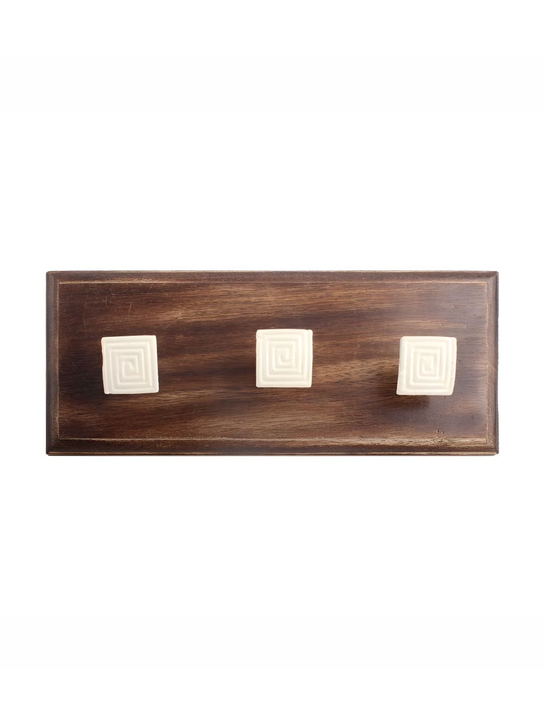 

Indianshelf Brown & Cream Restoration Wooden Wall 3 Hooks Holder