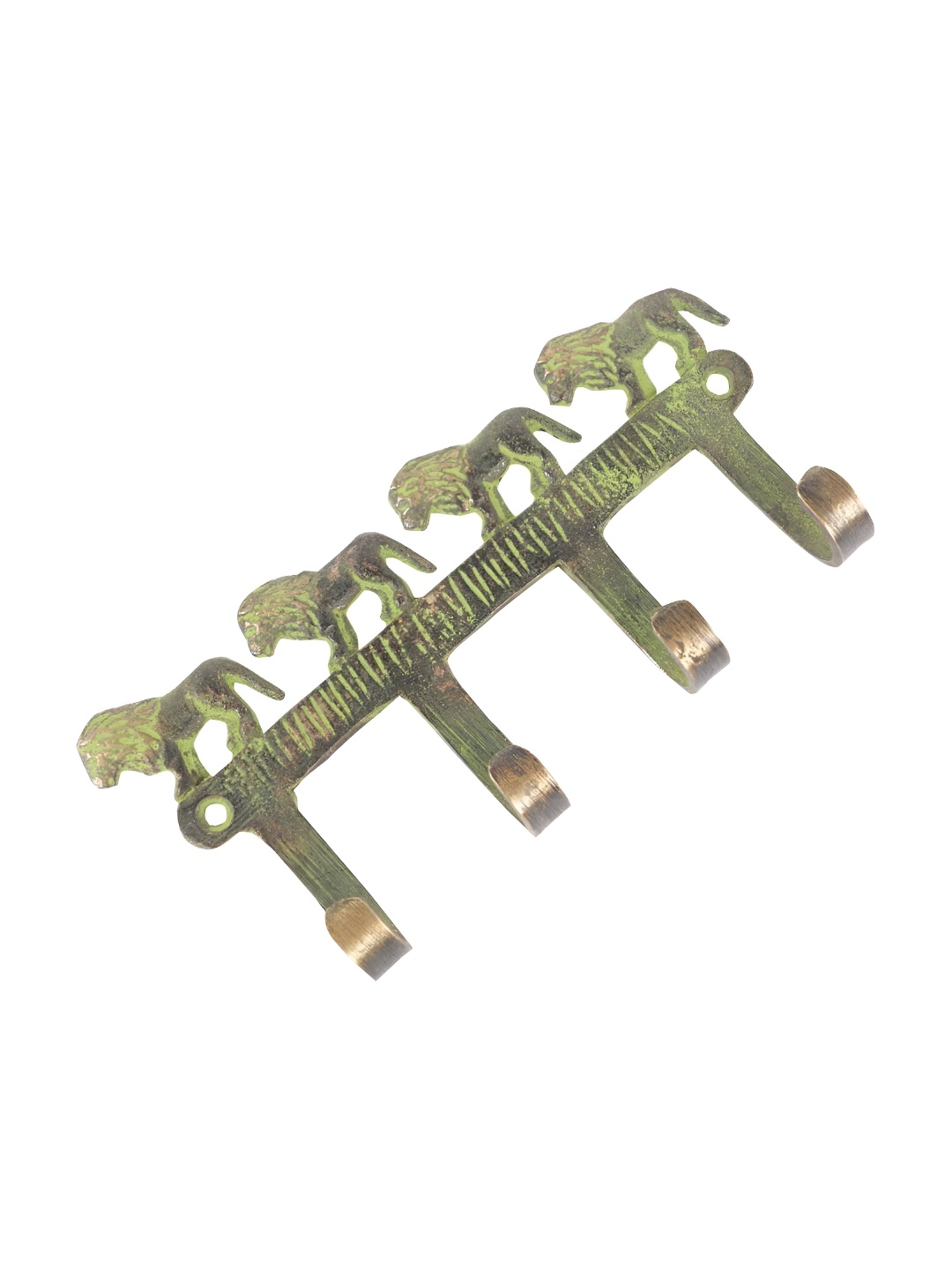 

Indianshelf Green & Gold Toned Brass Wall 4 Hooks Key Holder